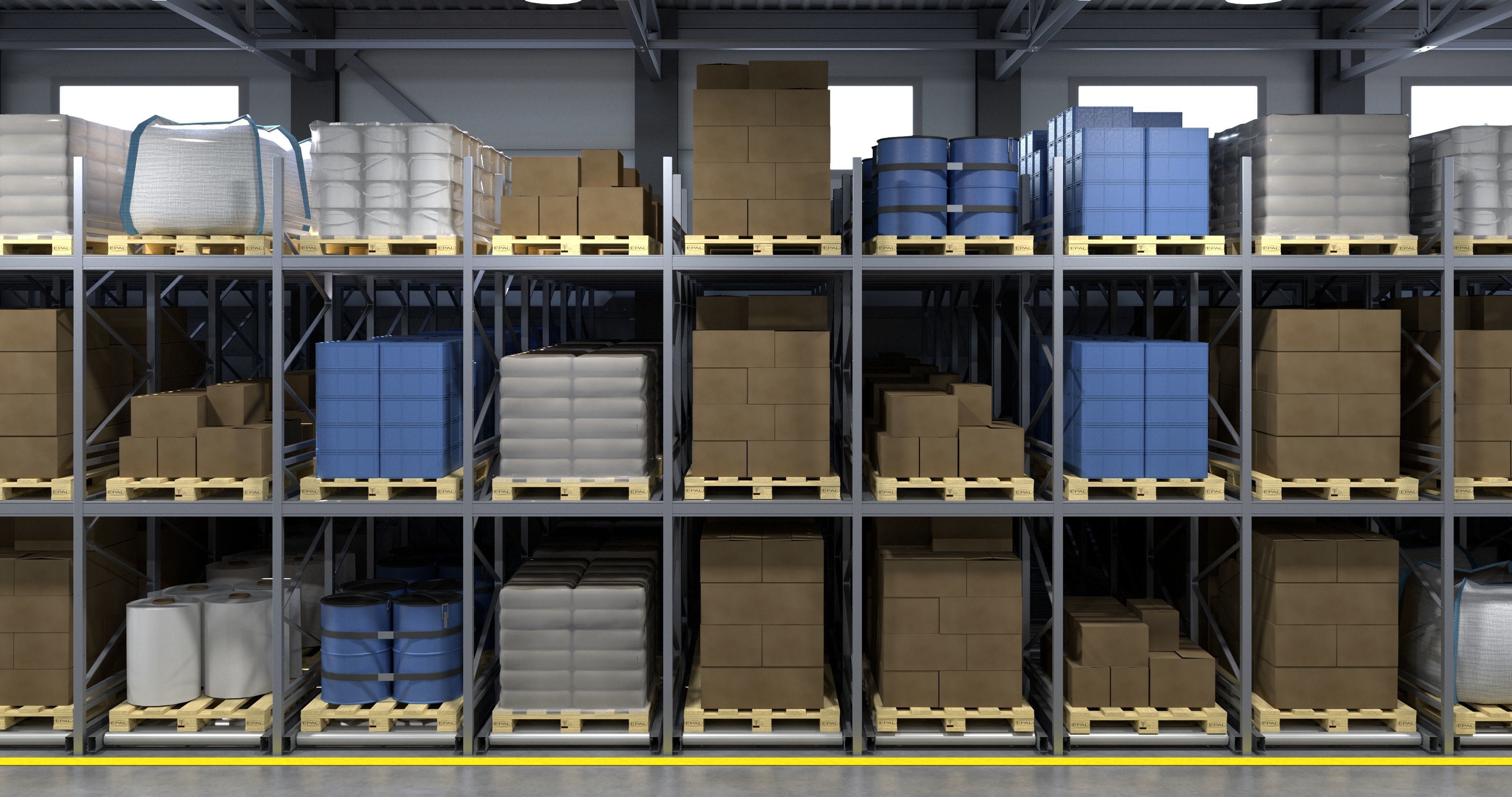 Warehouse 2 with shelves and boxes 3D model_5