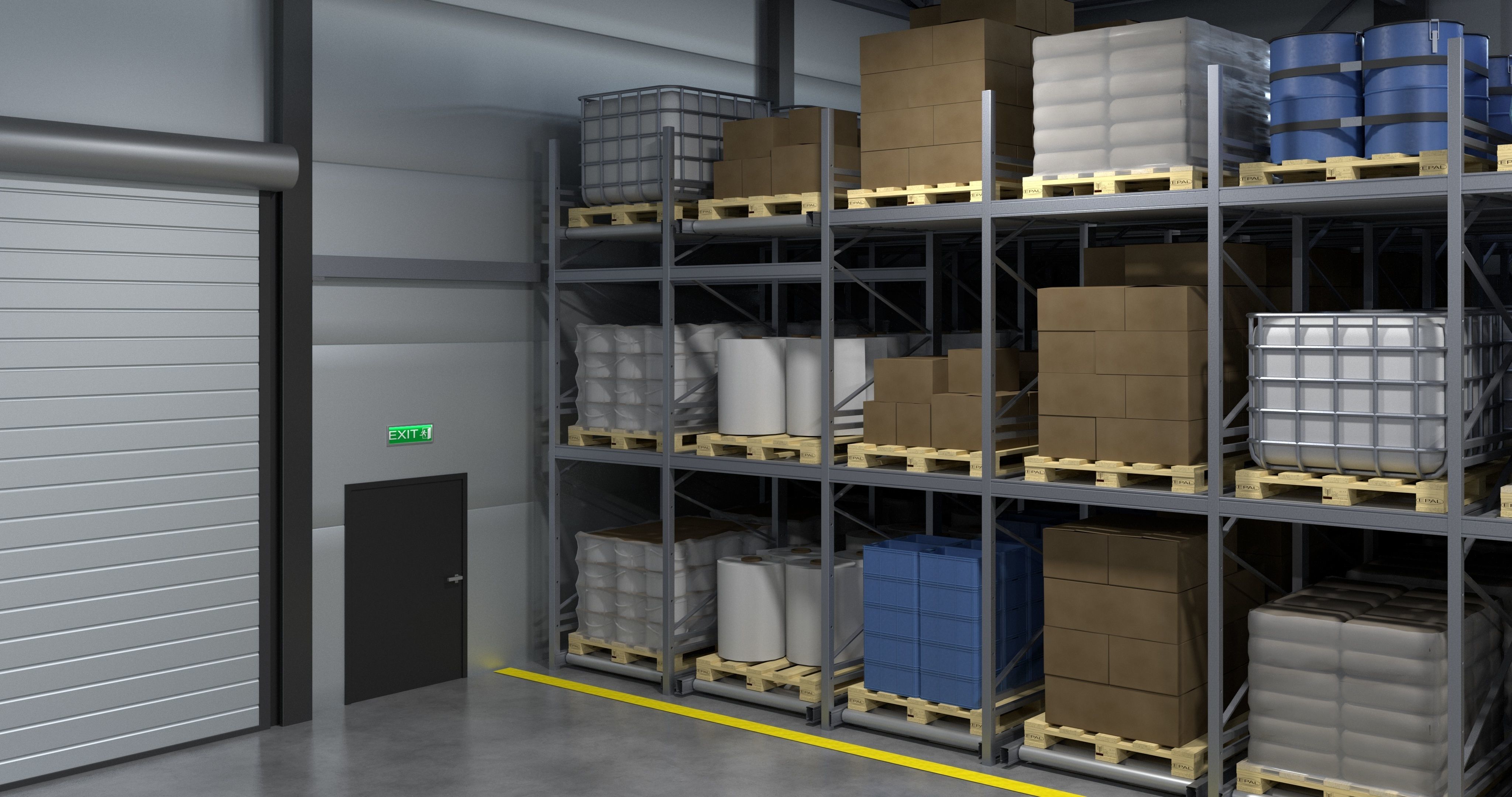 Warehouse 2 with shelves and boxes 3D model_4