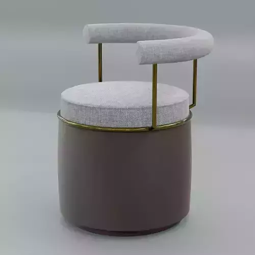 Armchair stool with metal frame and upholstered seat