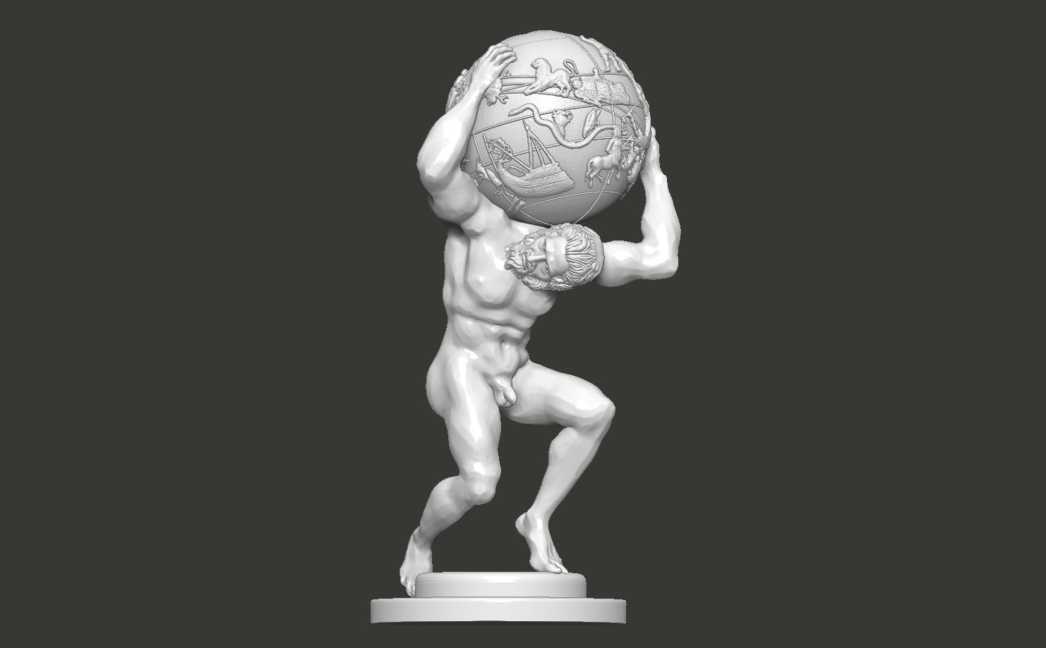 Atlas sculpture of man carrying ball 3D print model_4