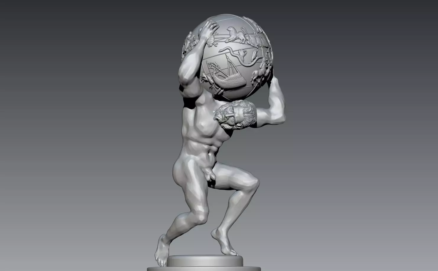 Atlas sculpture of man carrying ball 3D print model_0