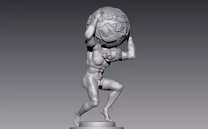 Atlas sculpture of man carrying ball 3D print model