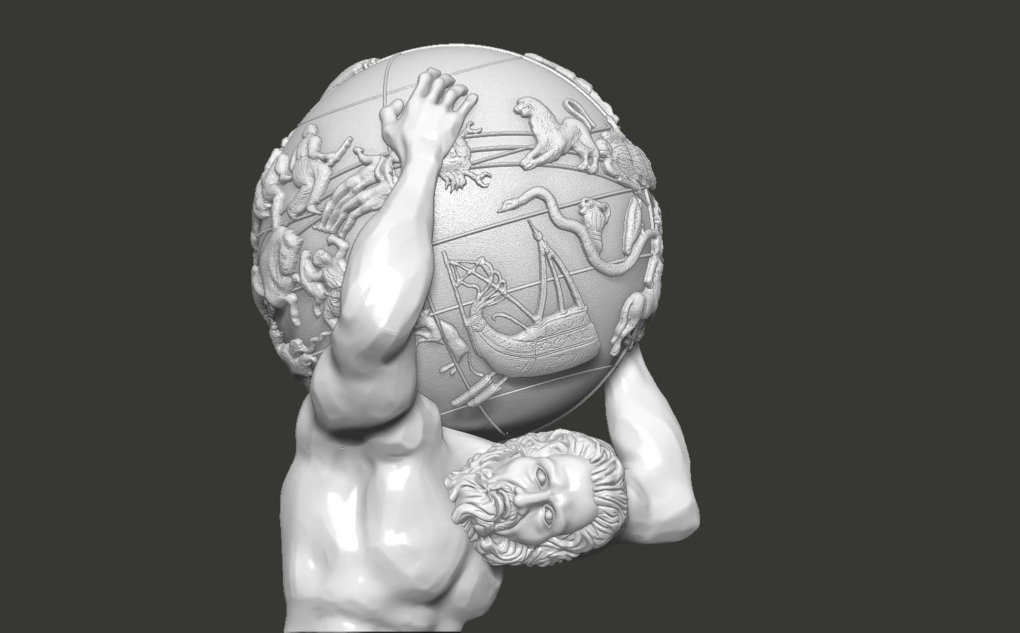 Atlas sculpture of man carrying ball 3D print model_6