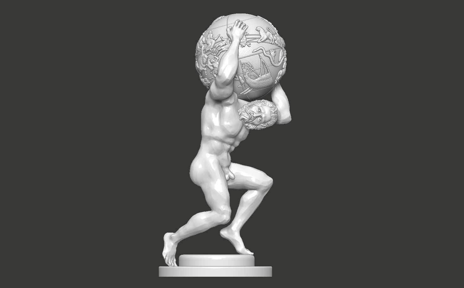 Atlas sculpture of man carrying ball 3D print model_3