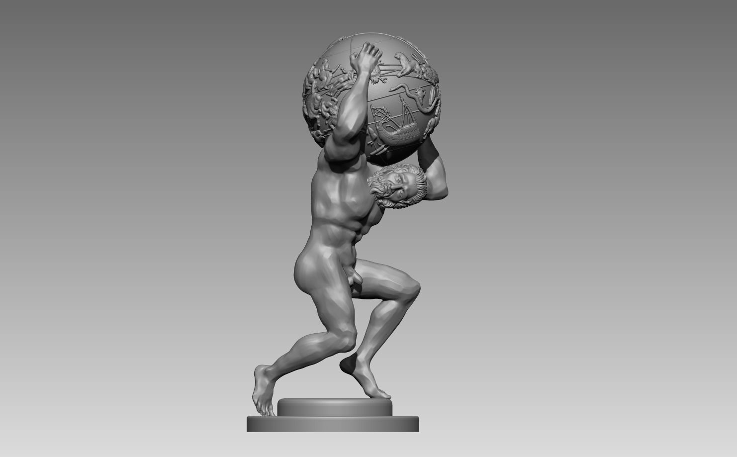 Atlas sculpture of man carrying ball 3D print model_1