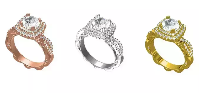 Double Halo Engagement Ring