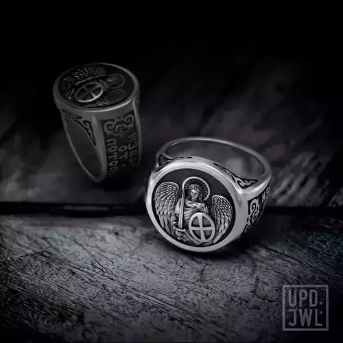 Archangel Michael Christian ring for man