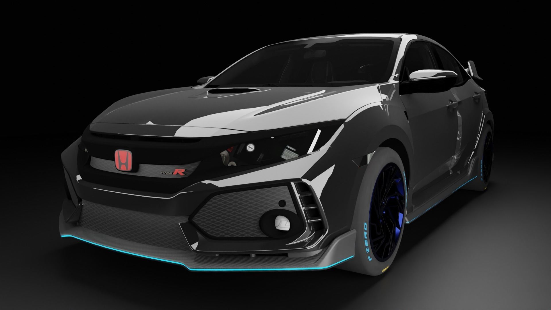 Honda Civic Type-R  Low-poly 3D model_5