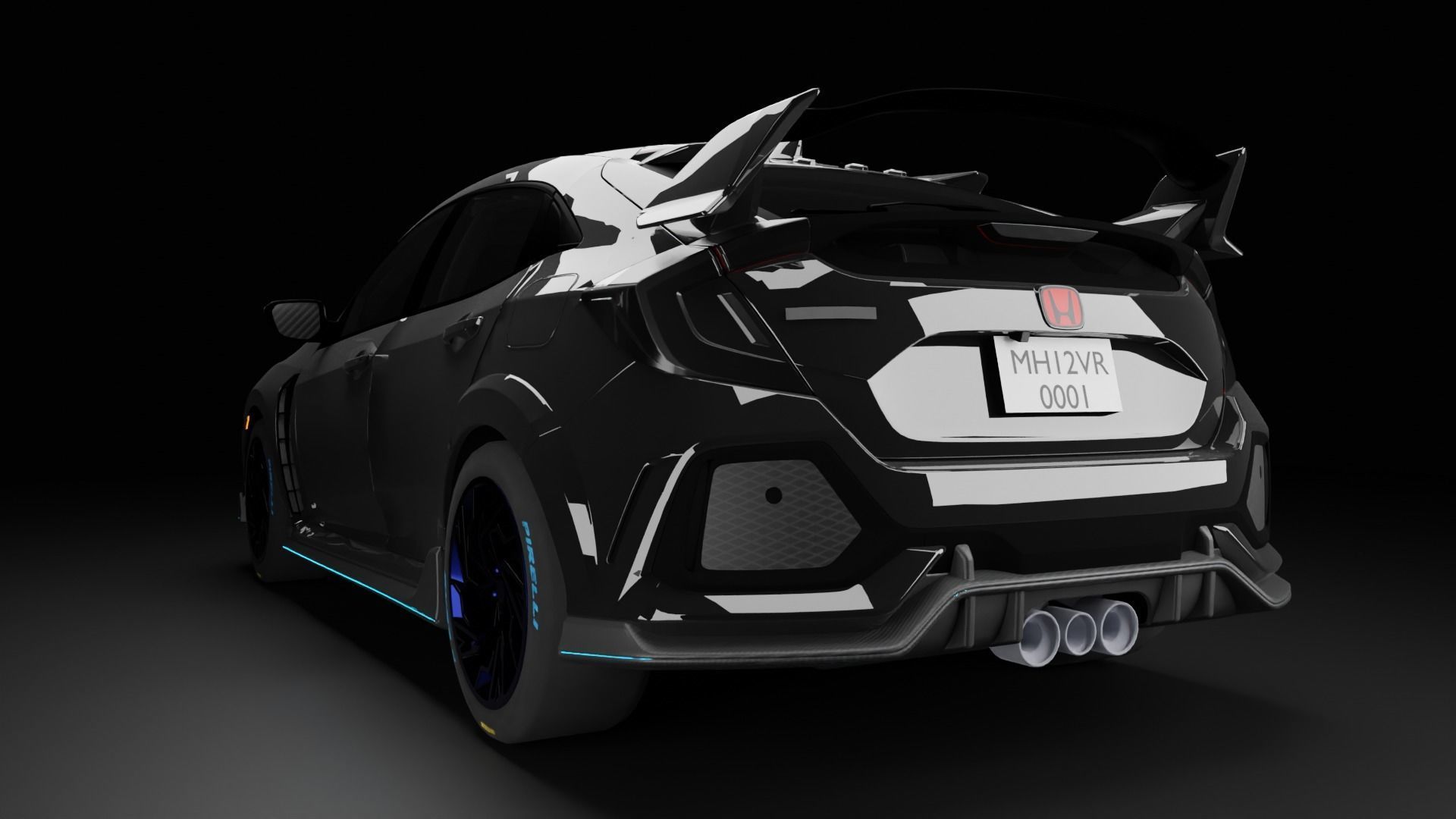 Honda Civic Type-R  Low-poly 3D model_4