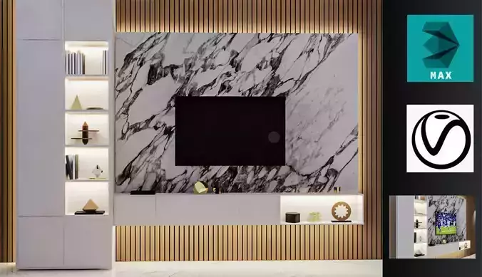 Modern TV Wall 01 3D model