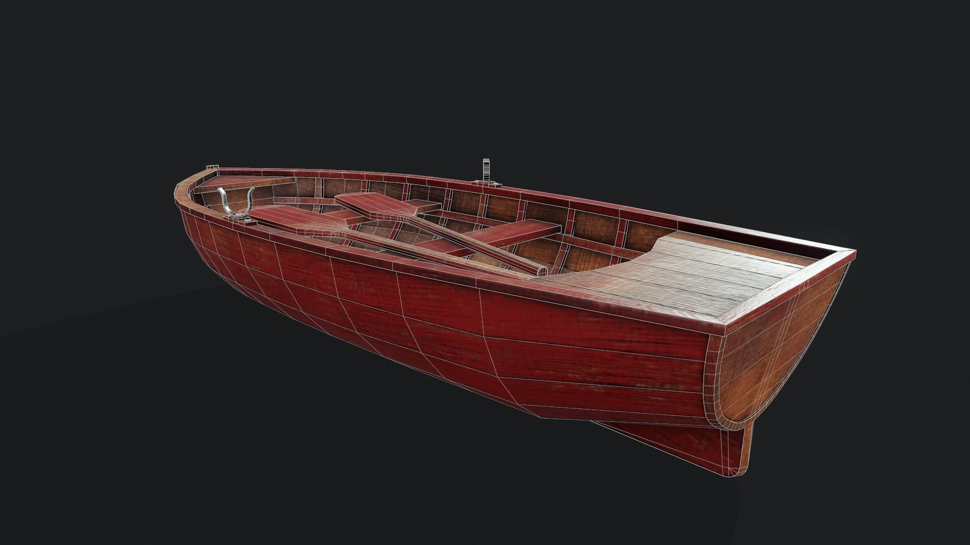 Wood Boat - Tutorial Included Low-poly 3D model_5