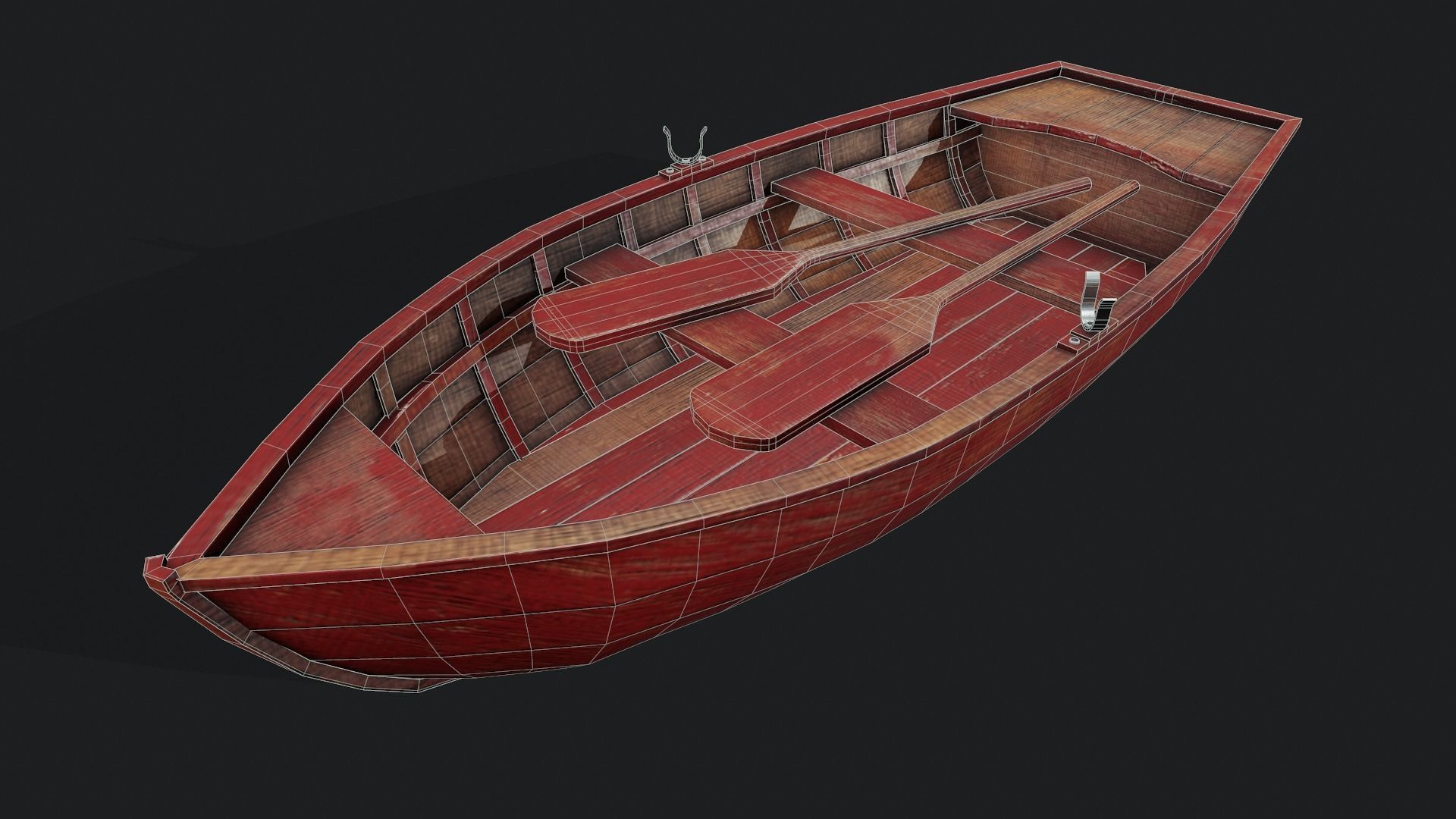 Wood Boat - Tutorial Included Low-poly 3D model_3
