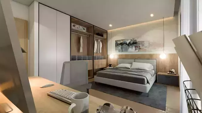 Bedroom Interior Scene for Sketchup and Vray Render 3D model 3D model