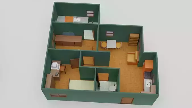 Home and office and warehouse stuff Low-poly 3D model