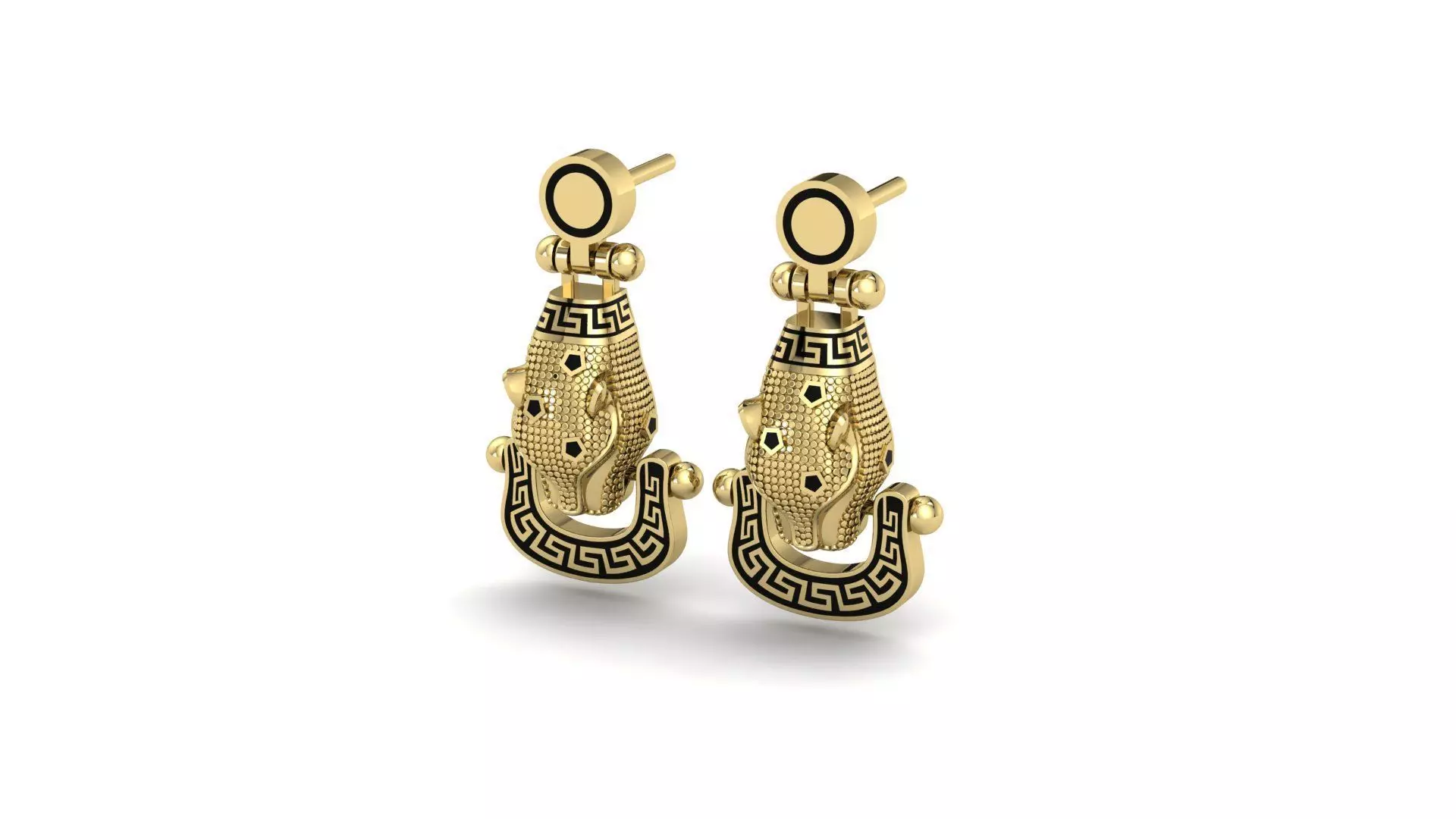 Earring gold plated key ring with animal head 3D print model