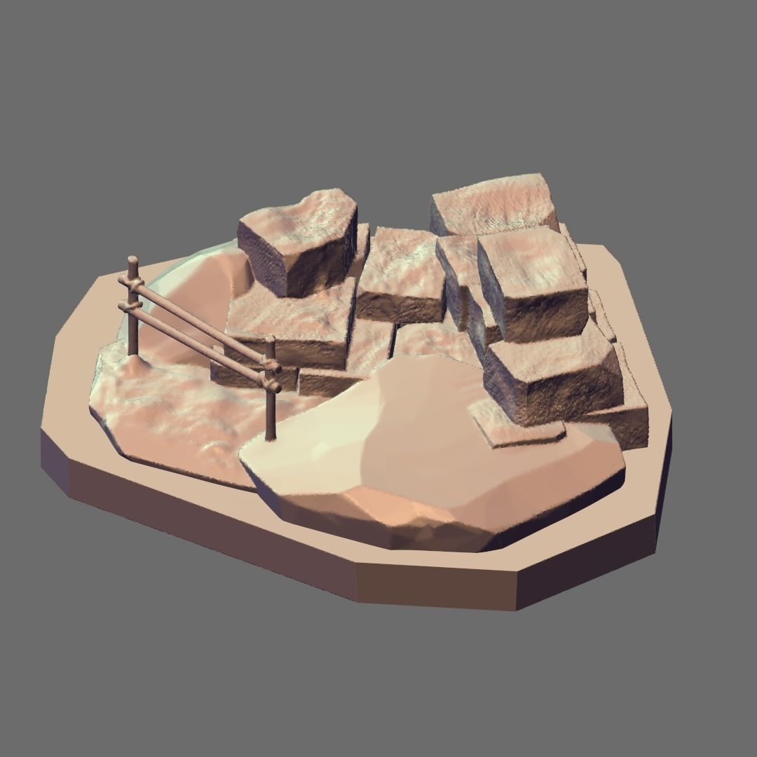 Stones and Wooden Fence Scene 3D print model_3
