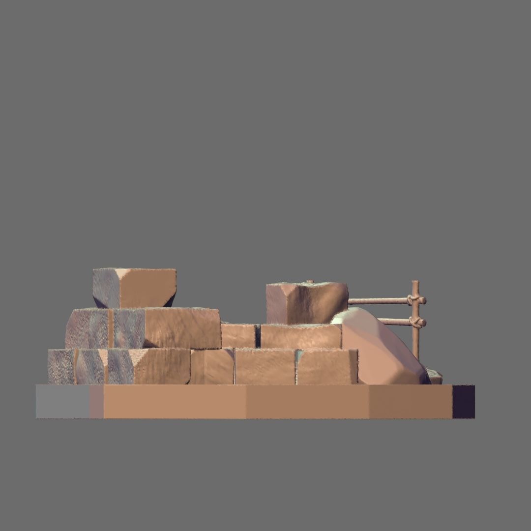 Stones and Wooden Fence Scene 3D print model_2
