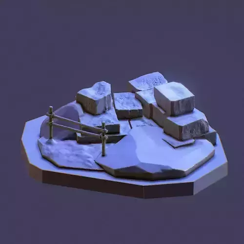 Stones and Wooden Fence Scene 3D print model