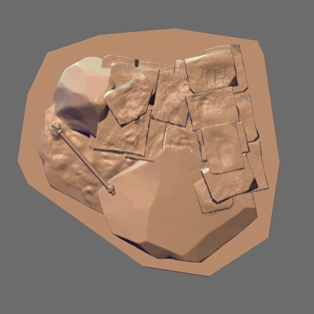 Stones and Wooden Fence Scene 3D print model_1