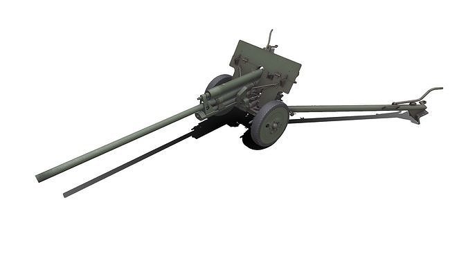 ZiS 2  Anti Tank Gun Low-poly PBR Low-poly 3D model