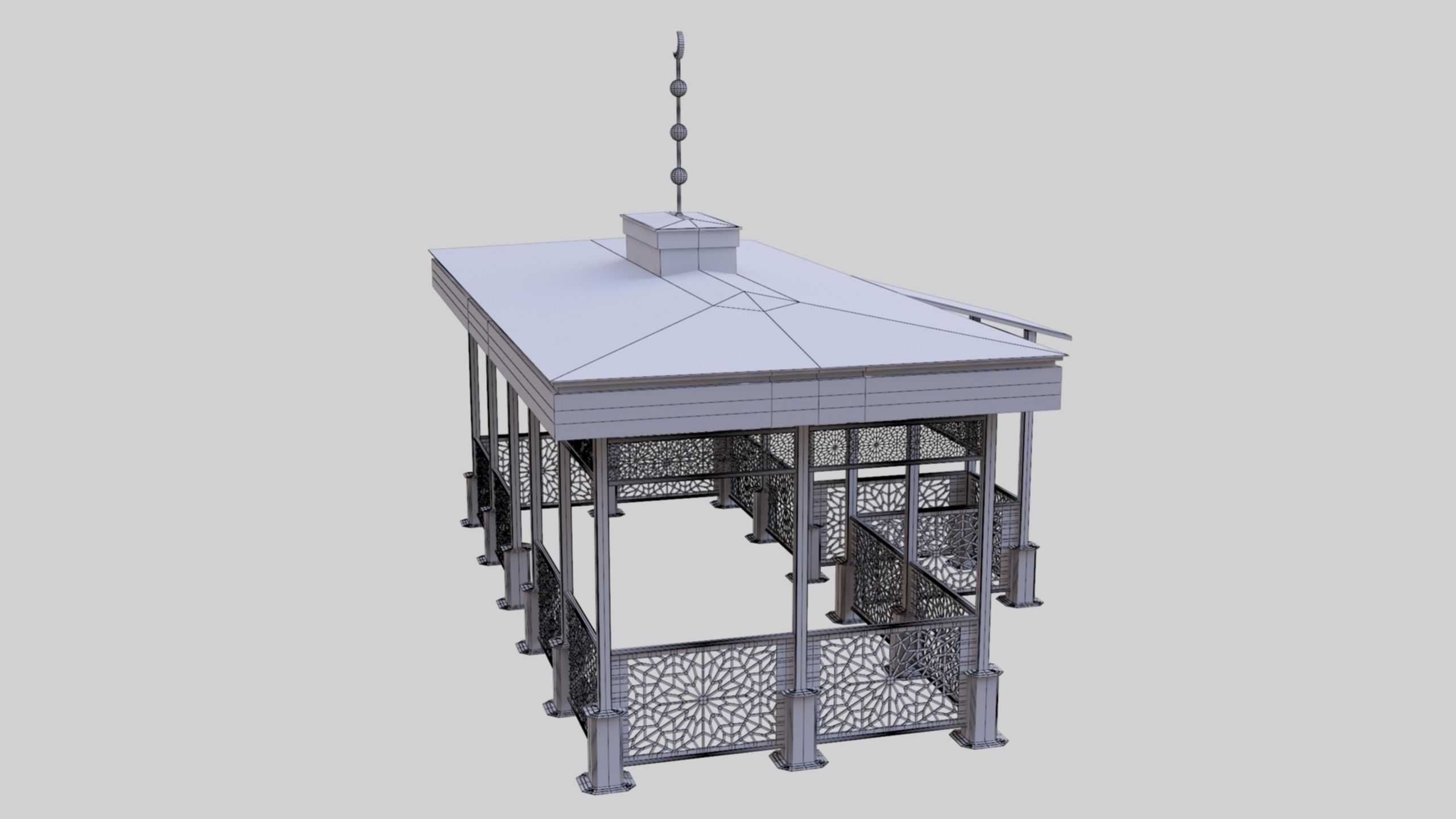 Iron Wood Garden Pergola - Gazebo 08 Ottoman  Seljuk Empire 3D model_8