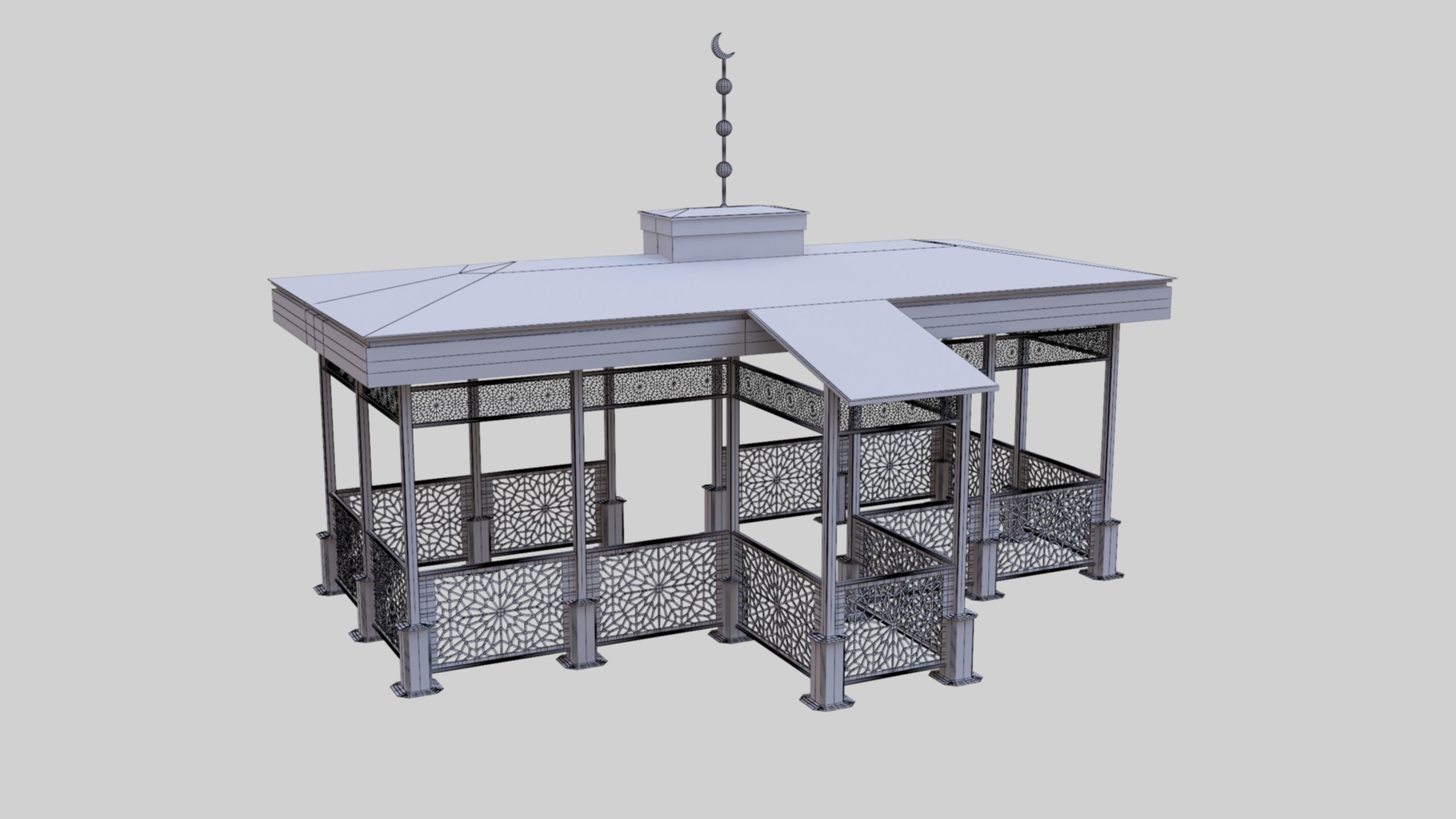 Iron Wood Garden Pergola - Gazebo 08 Ottoman  Seljuk Empire 3D model_34
