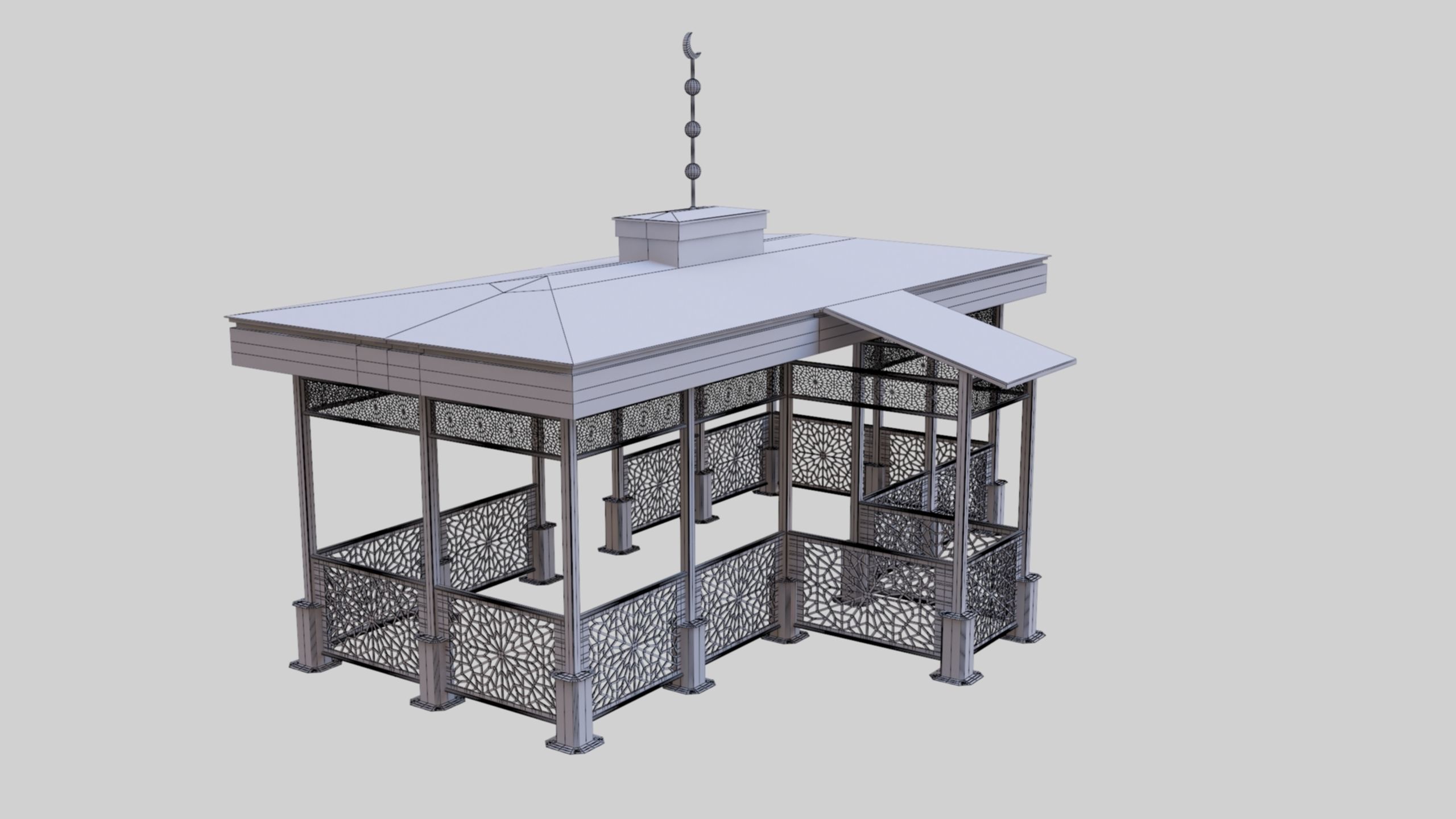 Iron Wood Garden Pergola - Gazebo 08 Ottoman  Seljuk Empire 3D model_38