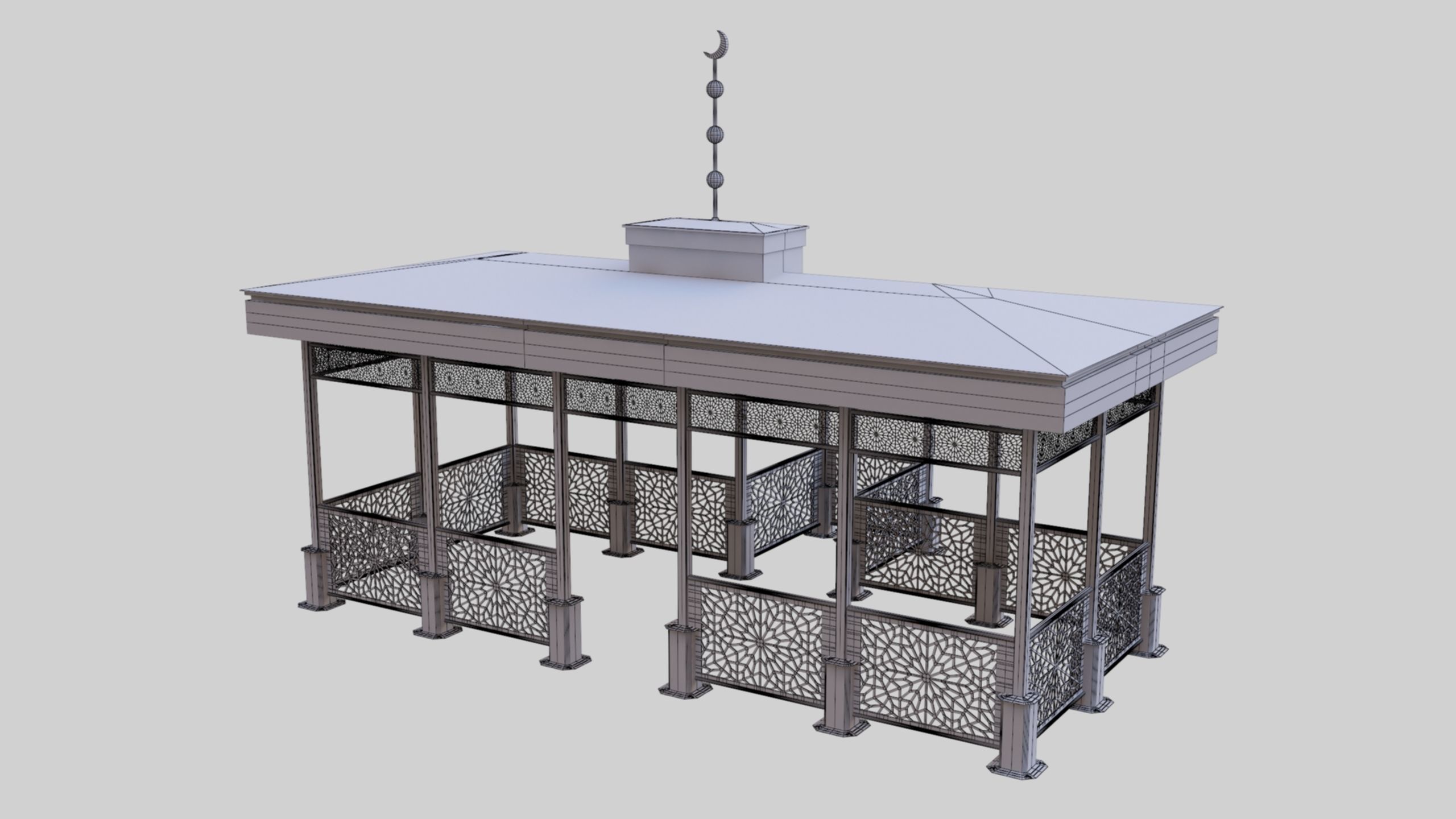 Iron Wood Garden Pergola - Gazebo 08 Ottoman  Seljuk Empire 3D model_9