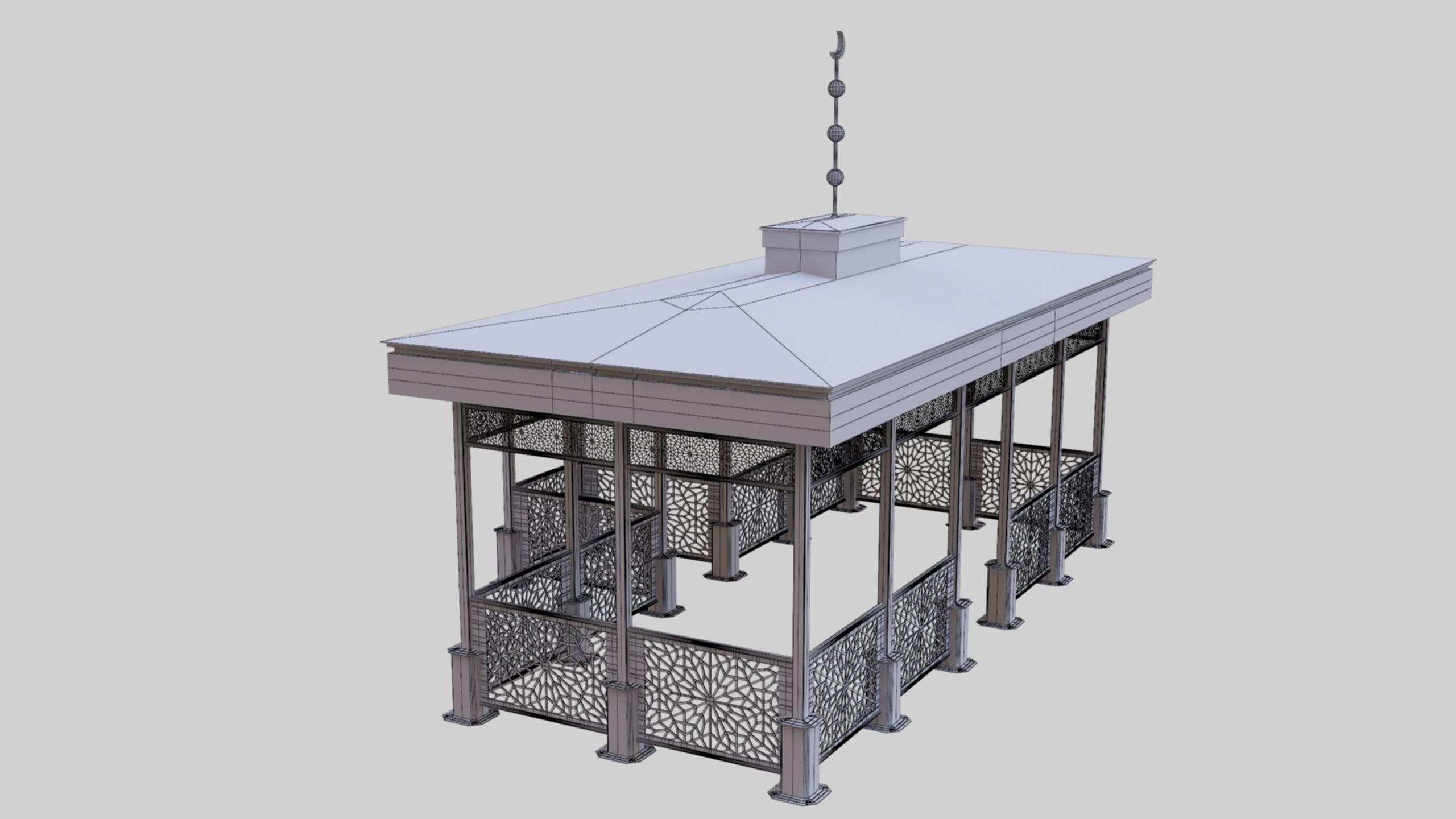 Iron Wood Garden Pergola - Gazebo 08 Ottoman  Seljuk Empire 3D model_39