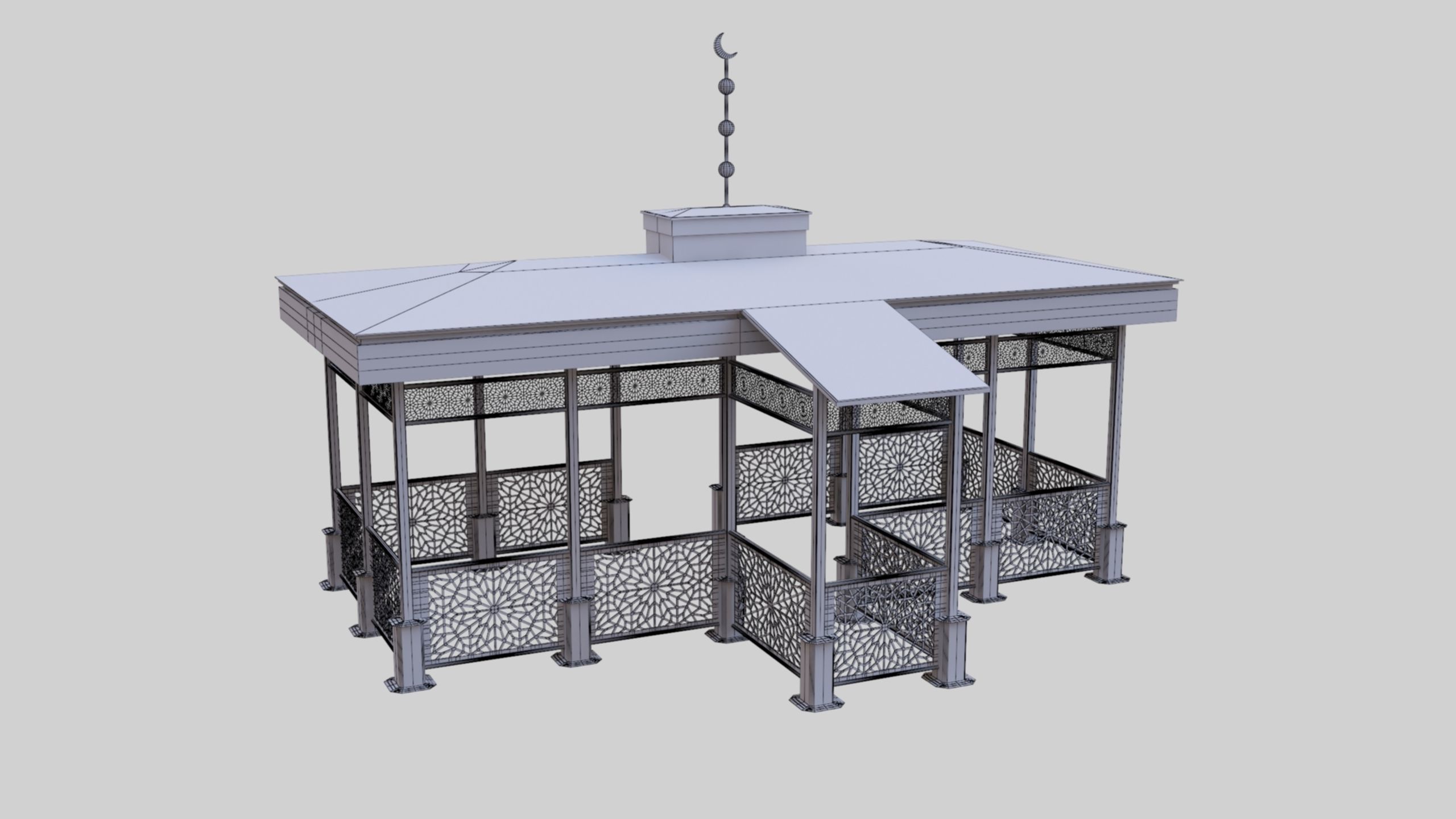 Iron Wood Garden Pergola - Gazebo 08 Ottoman  Seljuk Empire 3D model_49