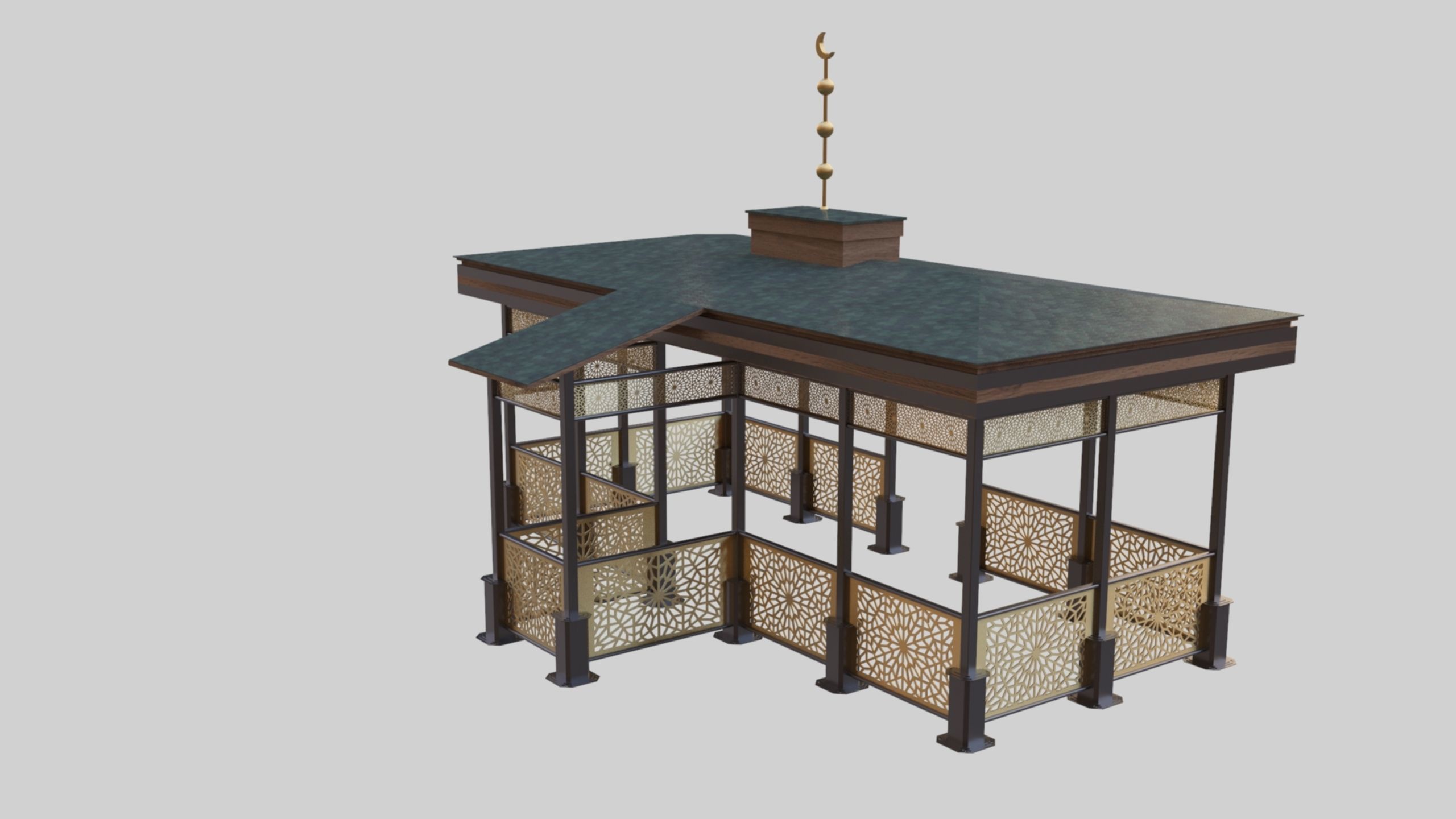 Iron Wood Garden Pergola - Gazebo 08 Ottoman  Seljuk Empire 3D model_28