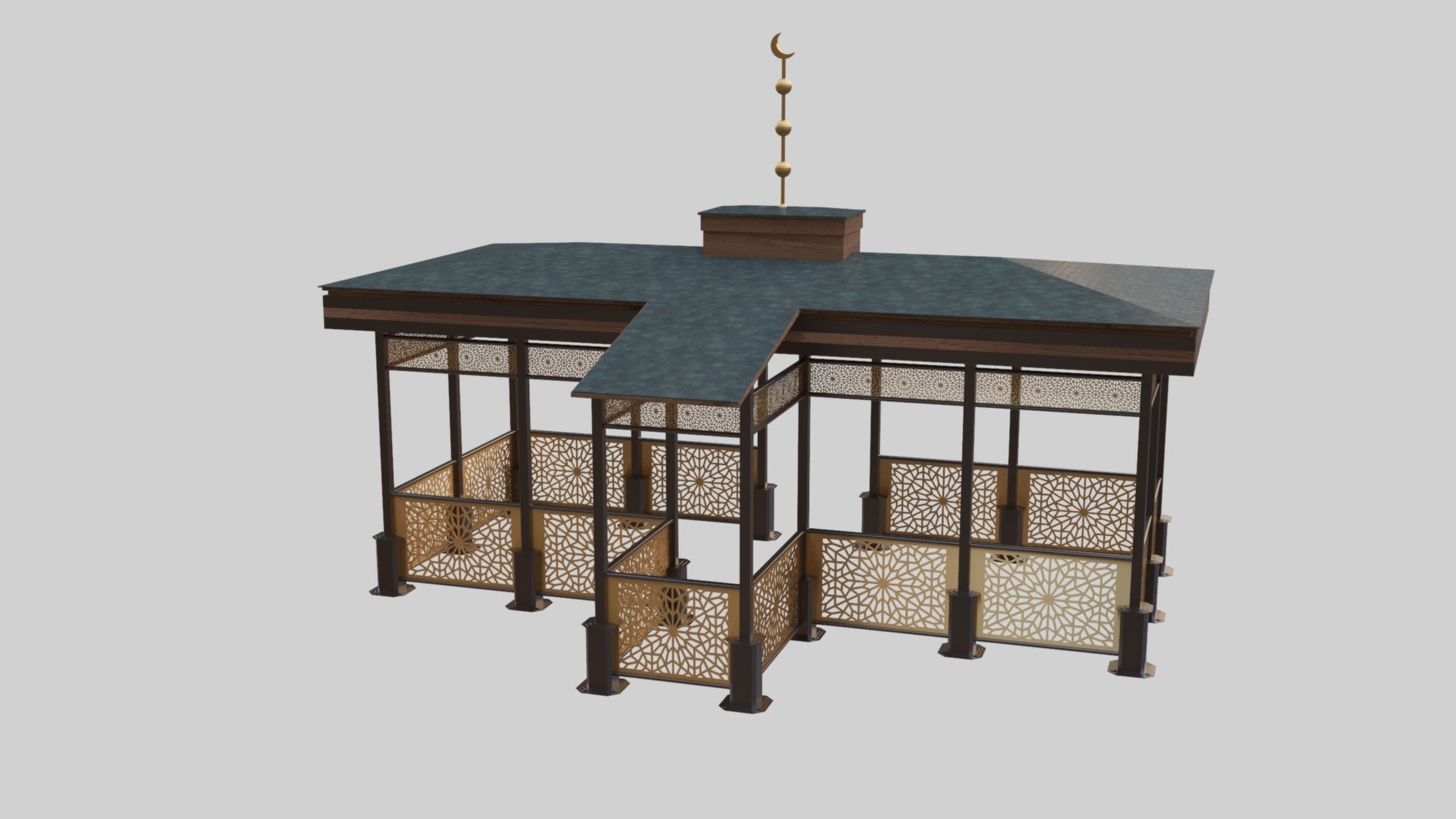 Iron Wood Garden Pergola - Gazebo 08 Ottoman  Seljuk Empire 3D model_27