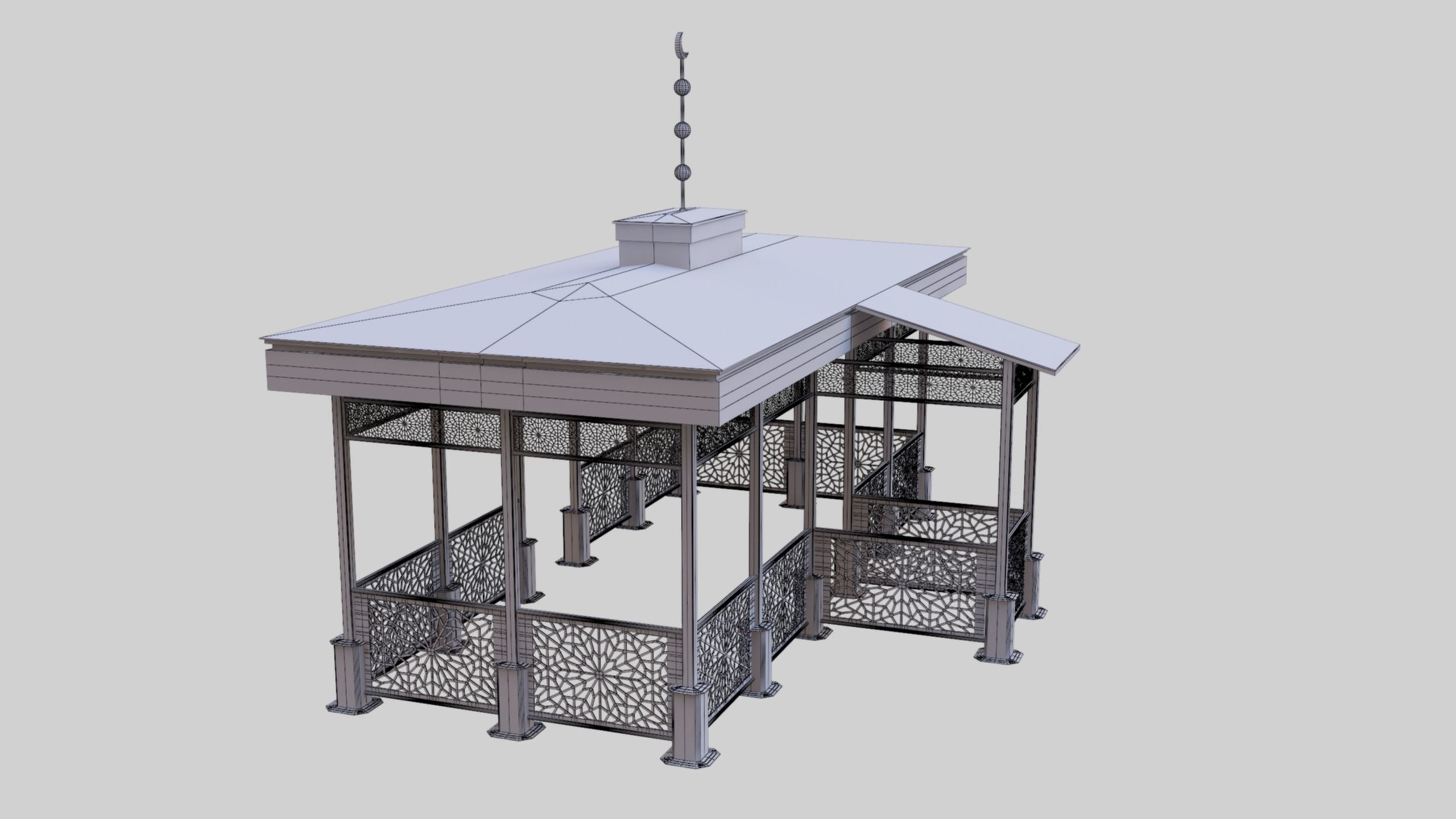 Iron Wood Garden Pergola - Gazebo 08 Ottoman  Seljuk Empire 3D model_7