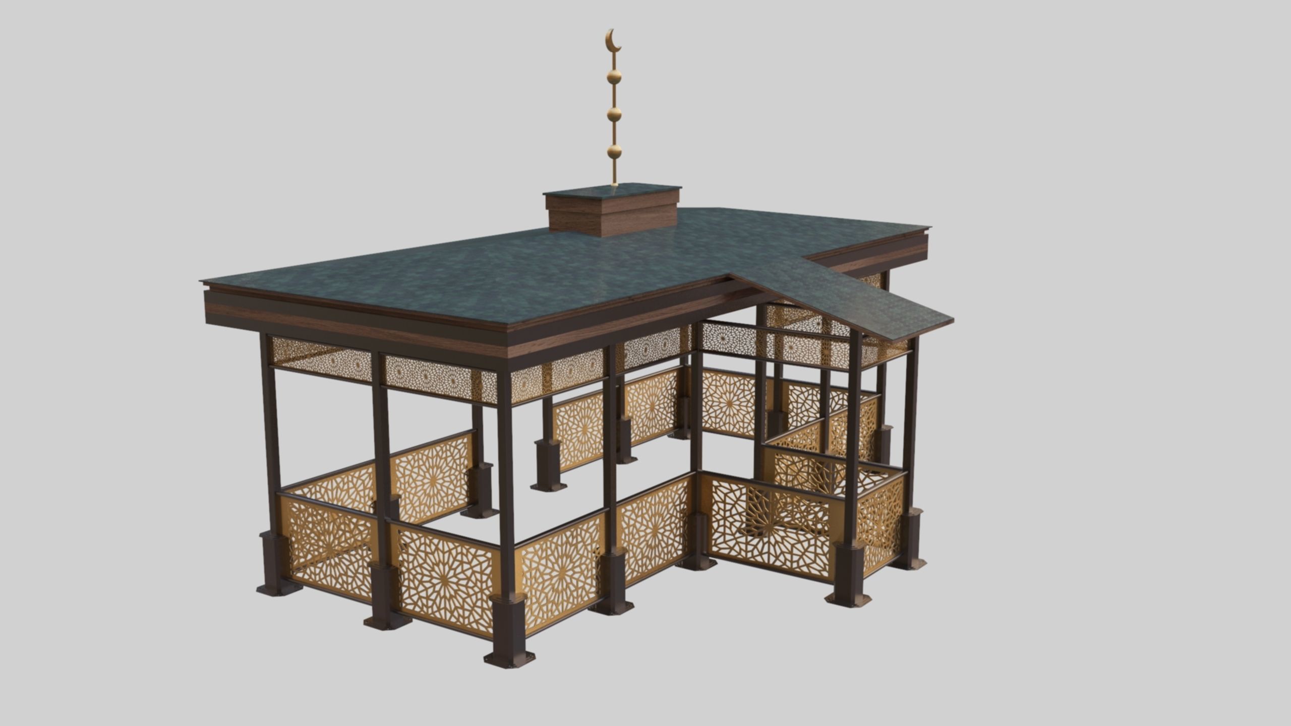 Iron Wood Garden Pergola - Gazebo 08 Ottoman  Seljuk Empire 3D model_16
