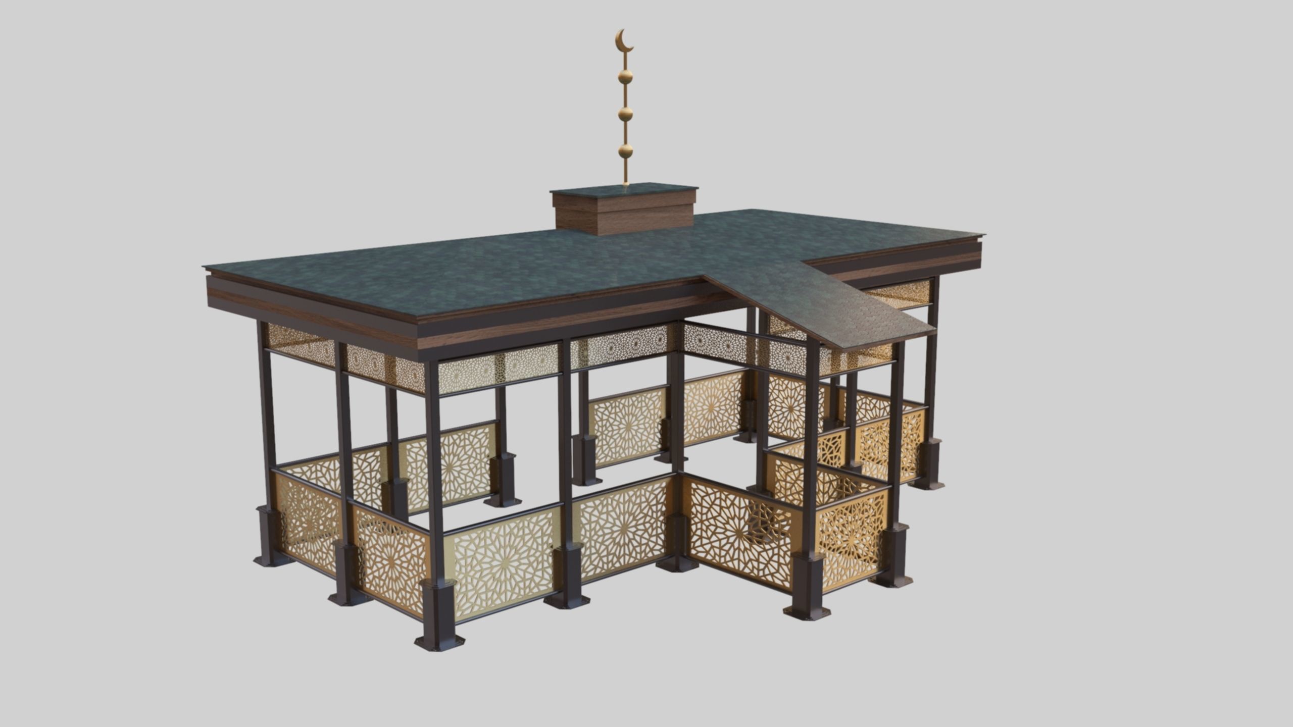 Iron Wood Garden Pergola - Gazebo 08 Ottoman  Seljuk Empire 3D model_1