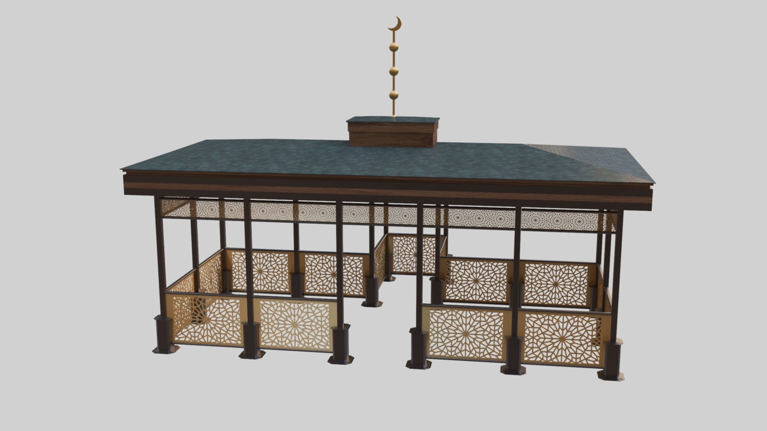 Iron Wood Garden Pergola - Gazebo 08 Ottoman  Seljuk Empire 3D model_15