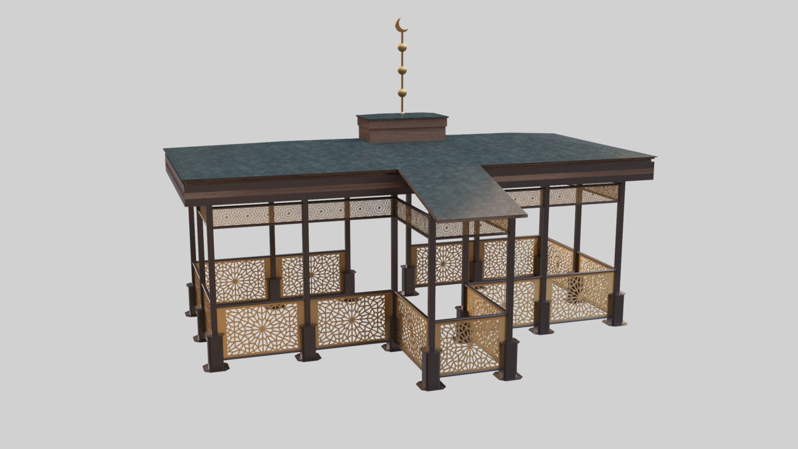 Iron Wood Garden Pergola - Gazebo 08 Ottoman  Seljuk Empire 3D model_32