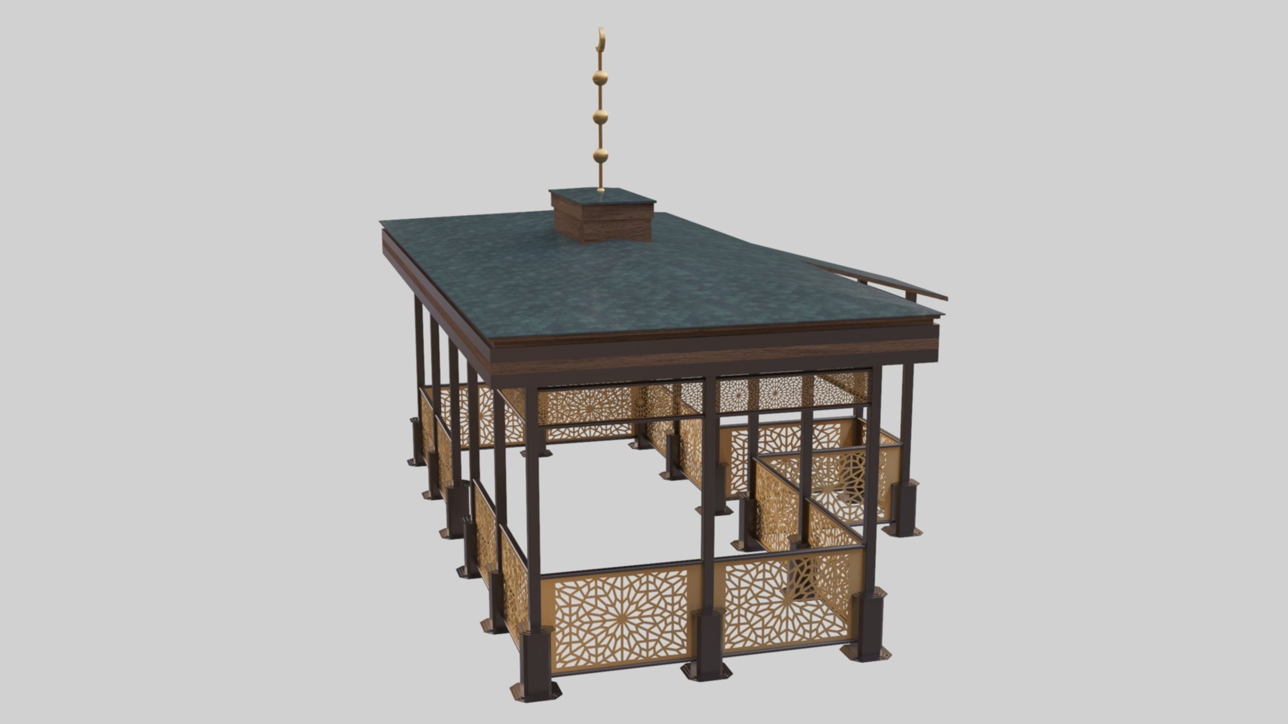 Iron Wood Garden Pergola - Gazebo 08 Ottoman  Seljuk Empire 3D model_3