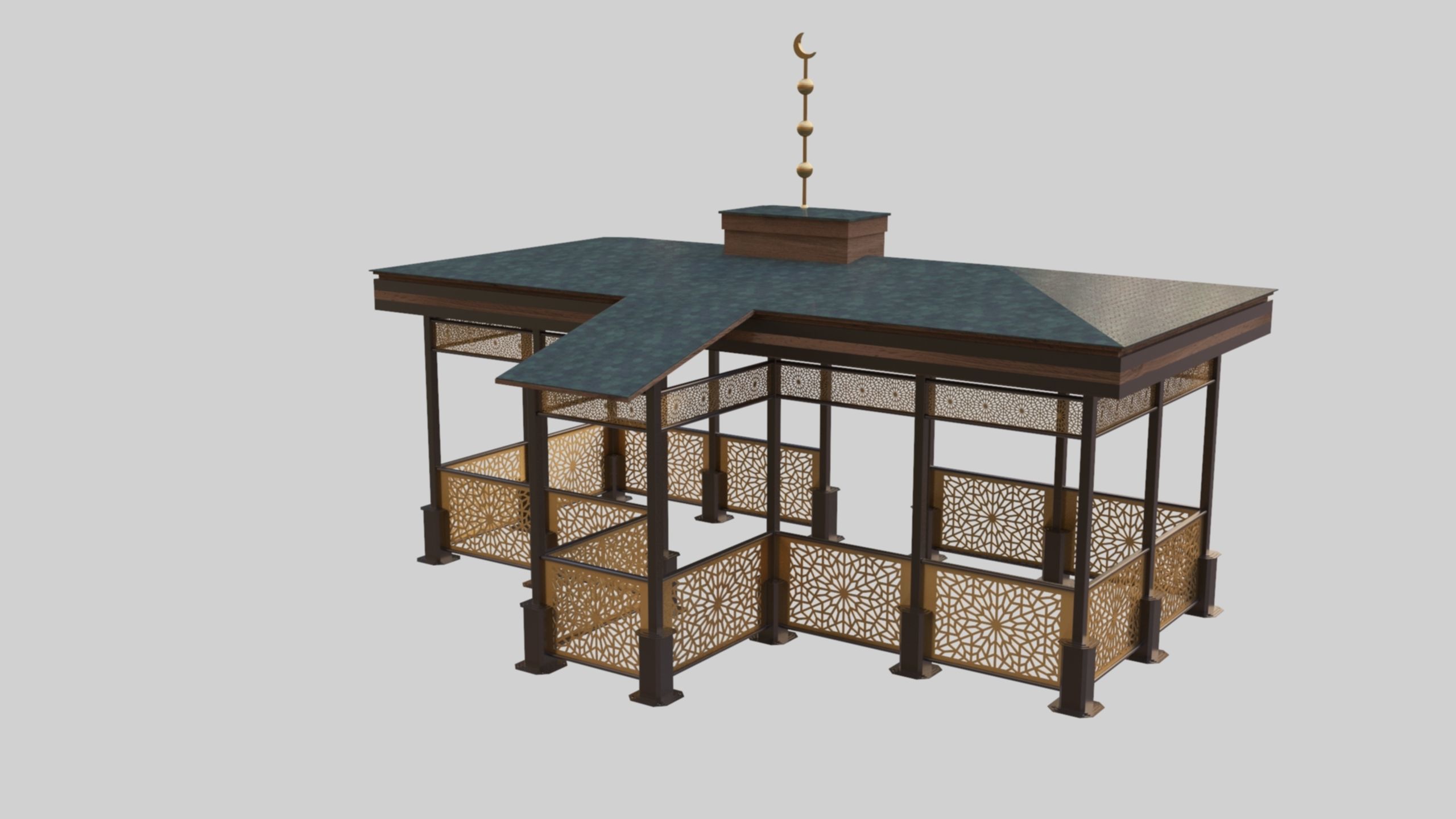Iron Wood Garden Pergola - Gazebo 08 Ottoman  Seljuk Empire 3D model_24