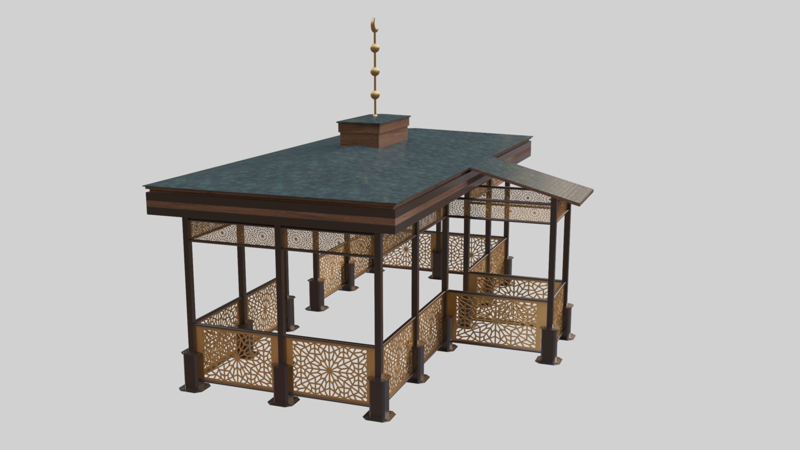 Iron Wood Garden Pergola - Gazebo 08 Ottoman  Seljuk Empire 3D model_2