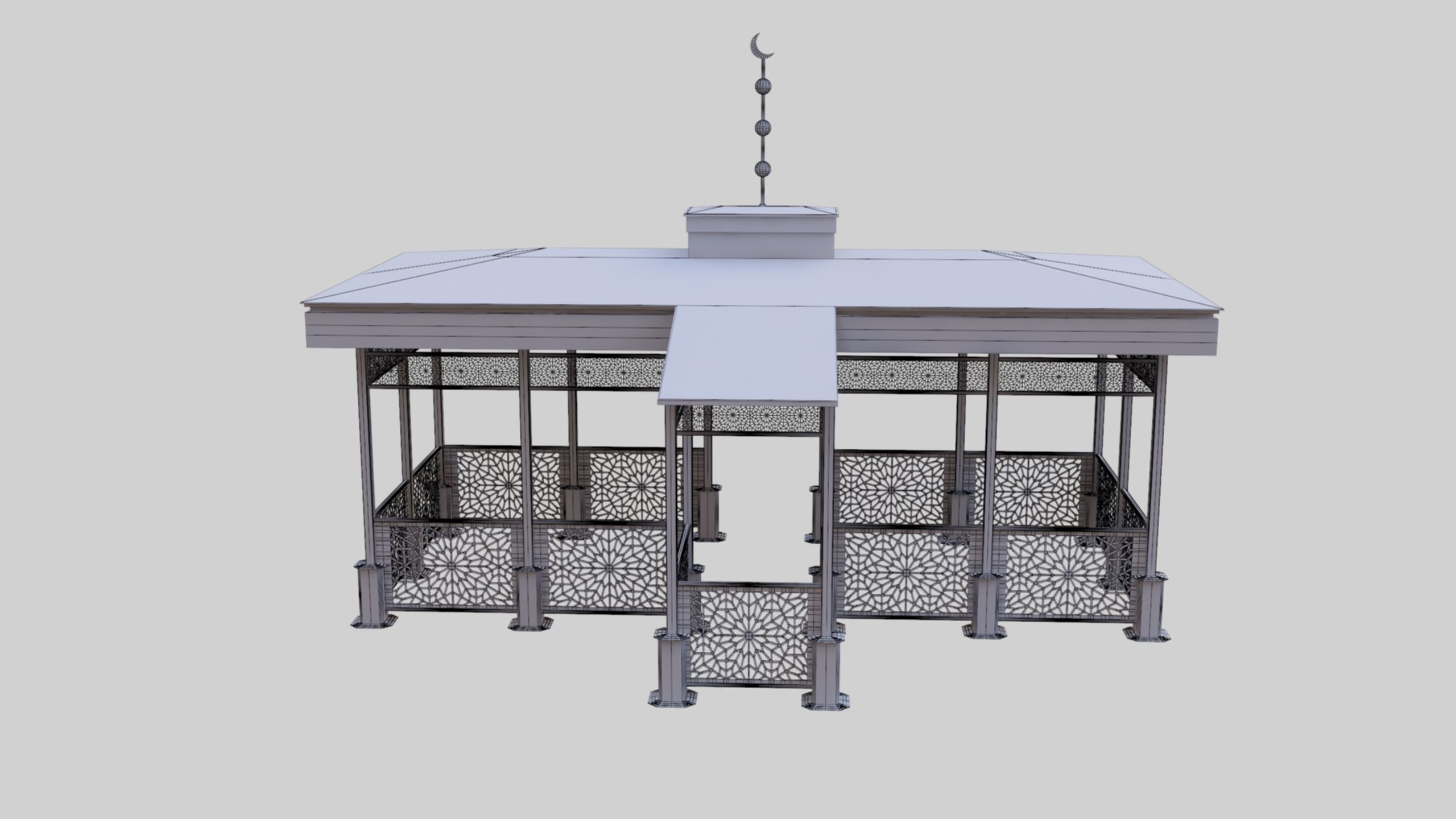 Iron Wood Garden Pergola - Gazebo 08 Ottoman  Seljuk Empire 3D model_46