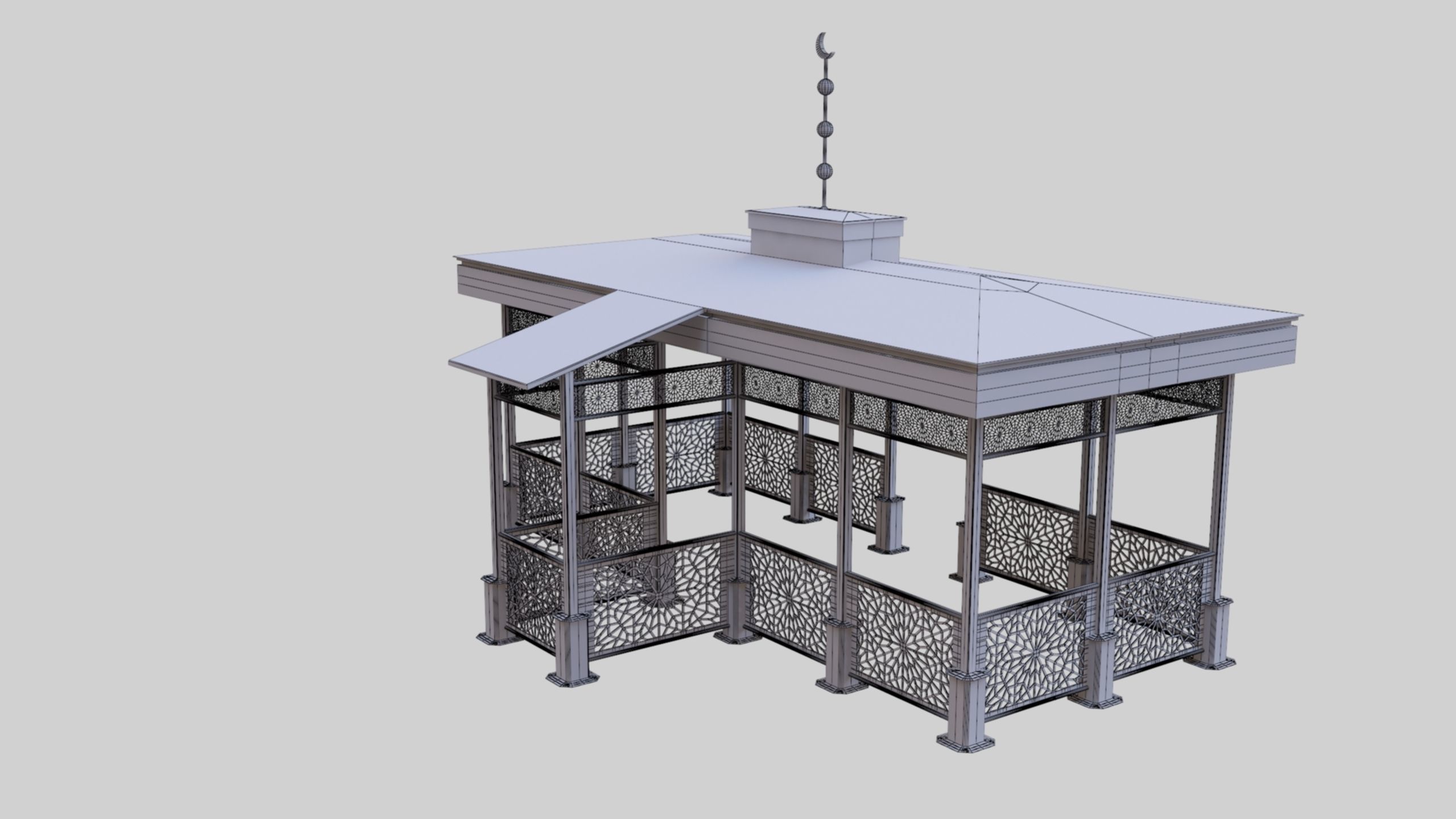 Iron Wood Garden Pergola - Gazebo 08 Ottoman  Seljuk Empire 3D model_43