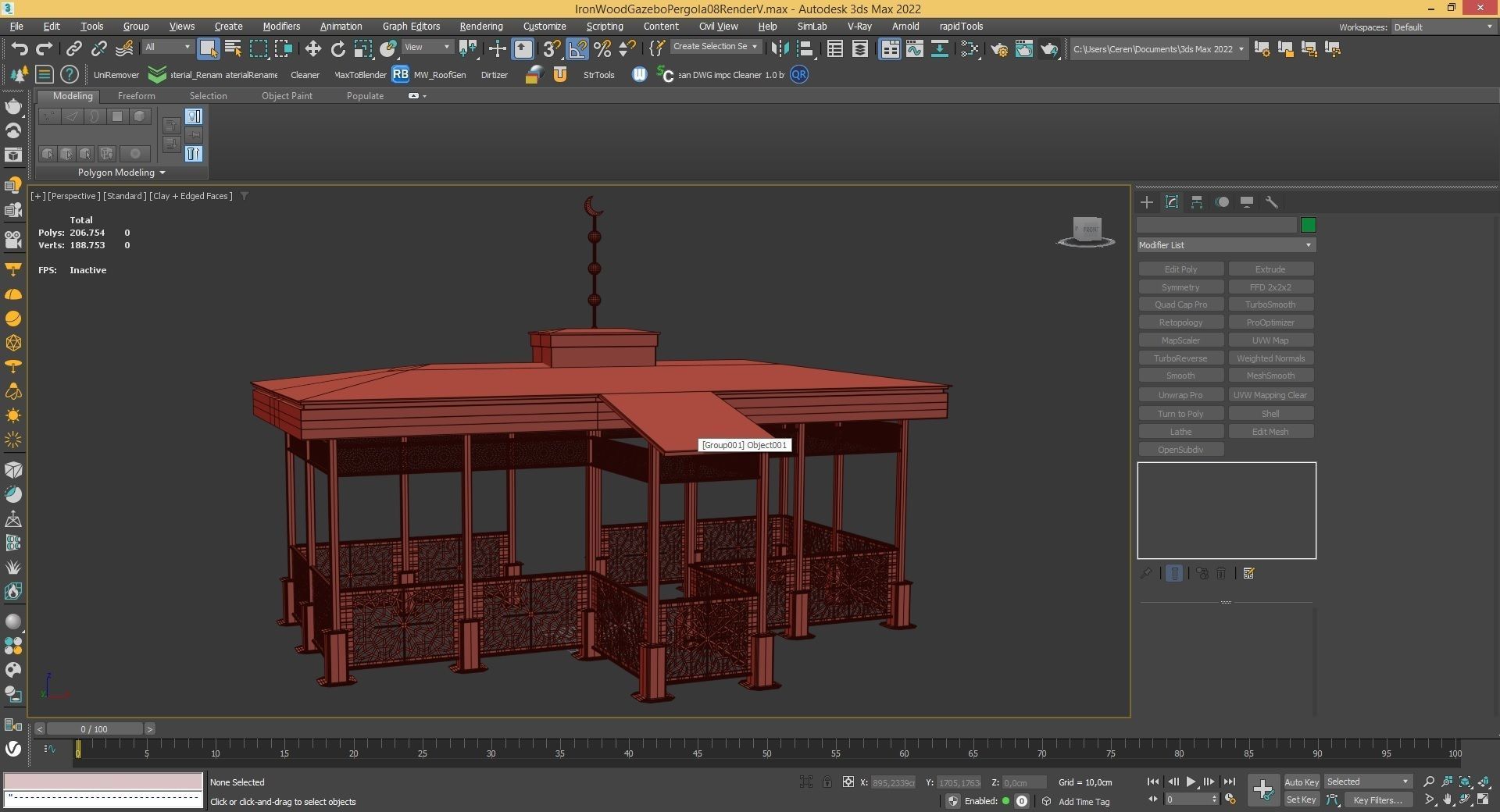 Iron Wood Garden Pergola - Gazebo 08 Ottoman  Seljuk Empire 3D model_12