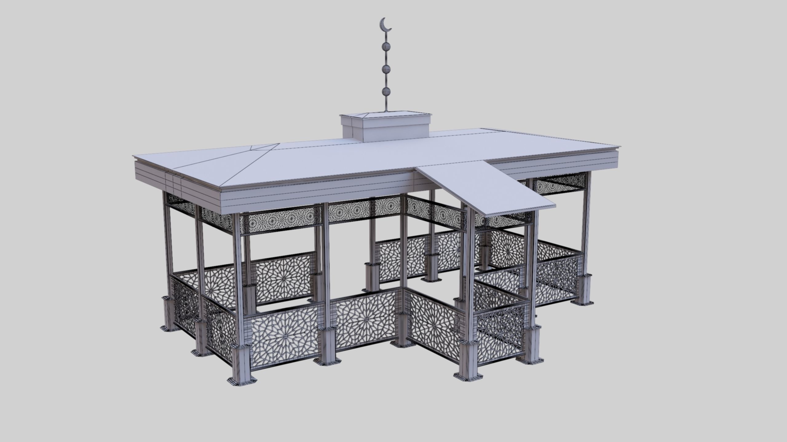 Iron Wood Garden Pergola - Gazebo 08 Ottoman  Seljuk Empire 3D model_36