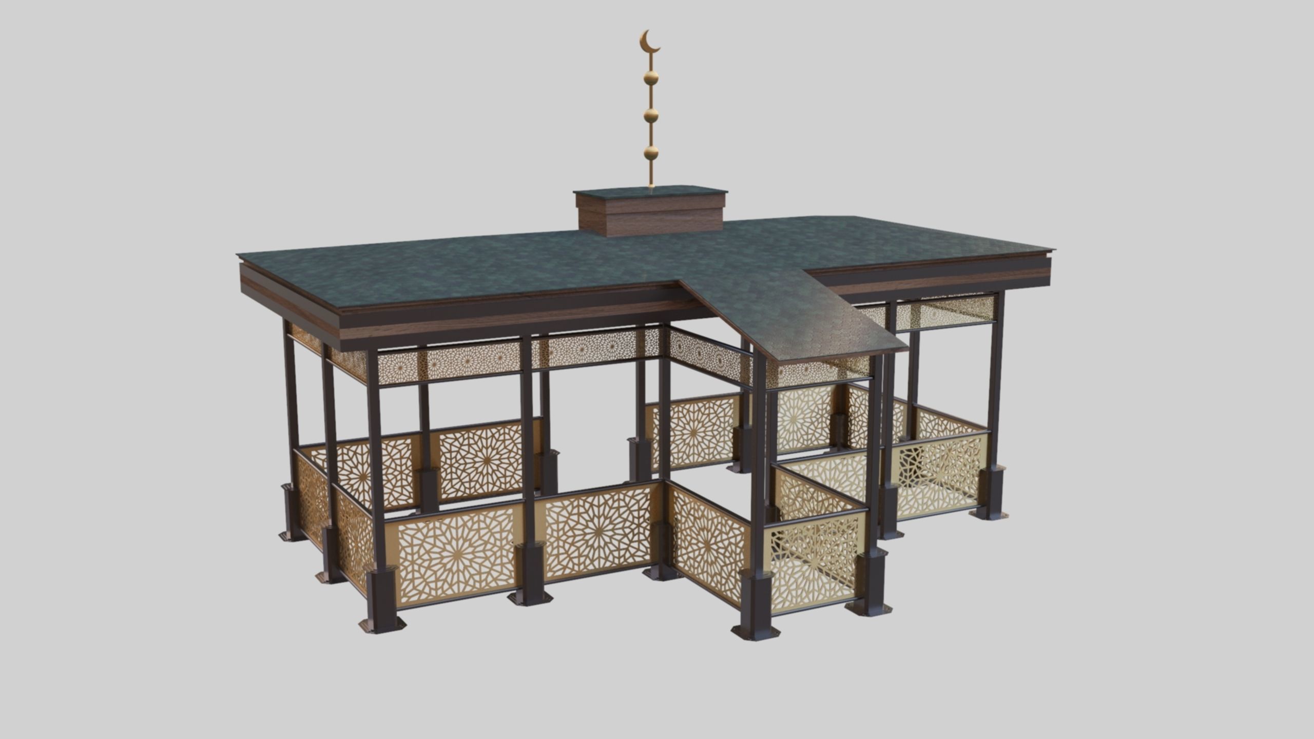 Iron Wood Garden Pergola - Gazebo 08 Ottoman  Seljuk Empire 3D model_19