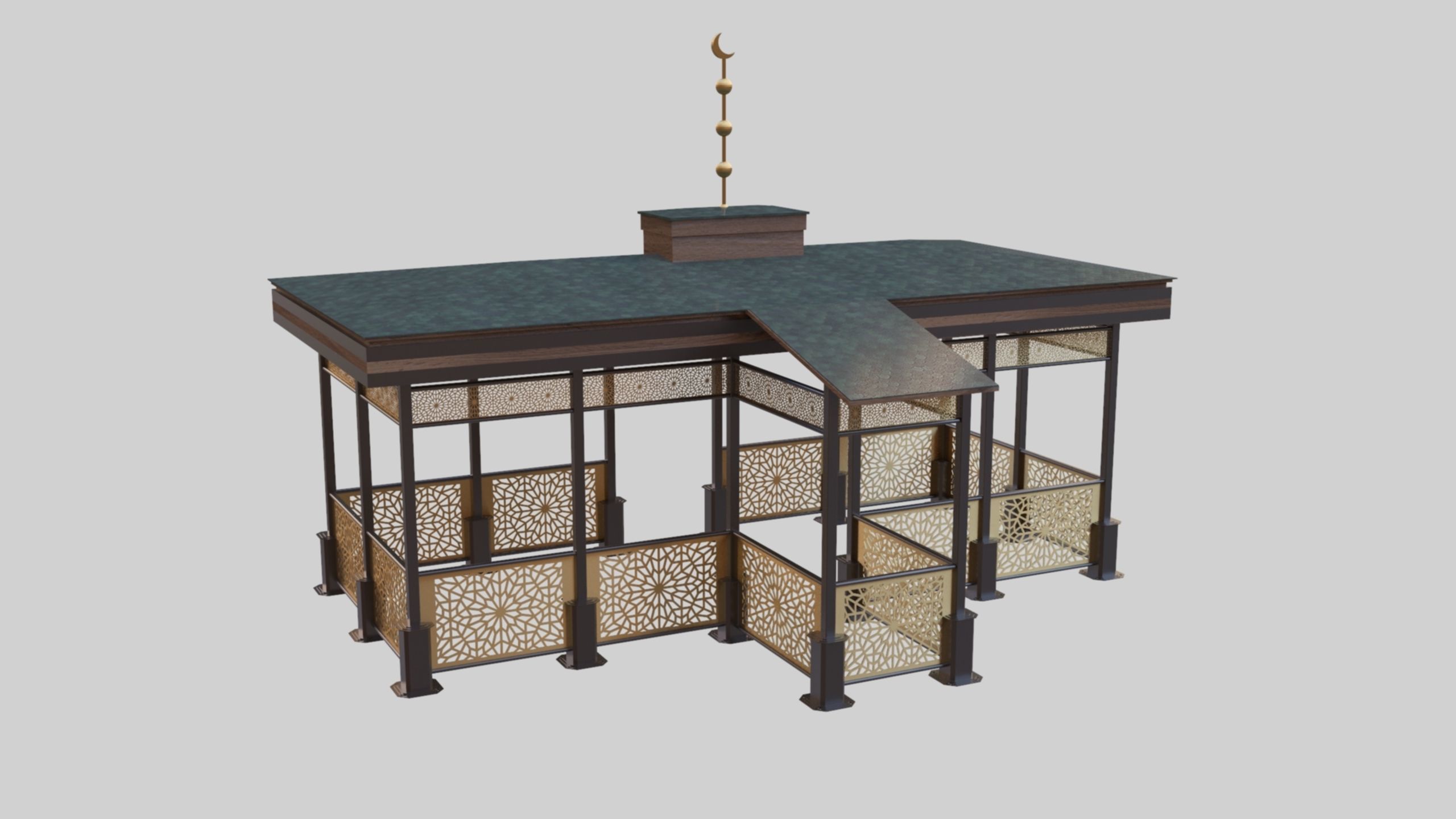 Iron Wood Garden Pergola - Gazebo 08 Ottoman  Seljuk Empire 3D model_13