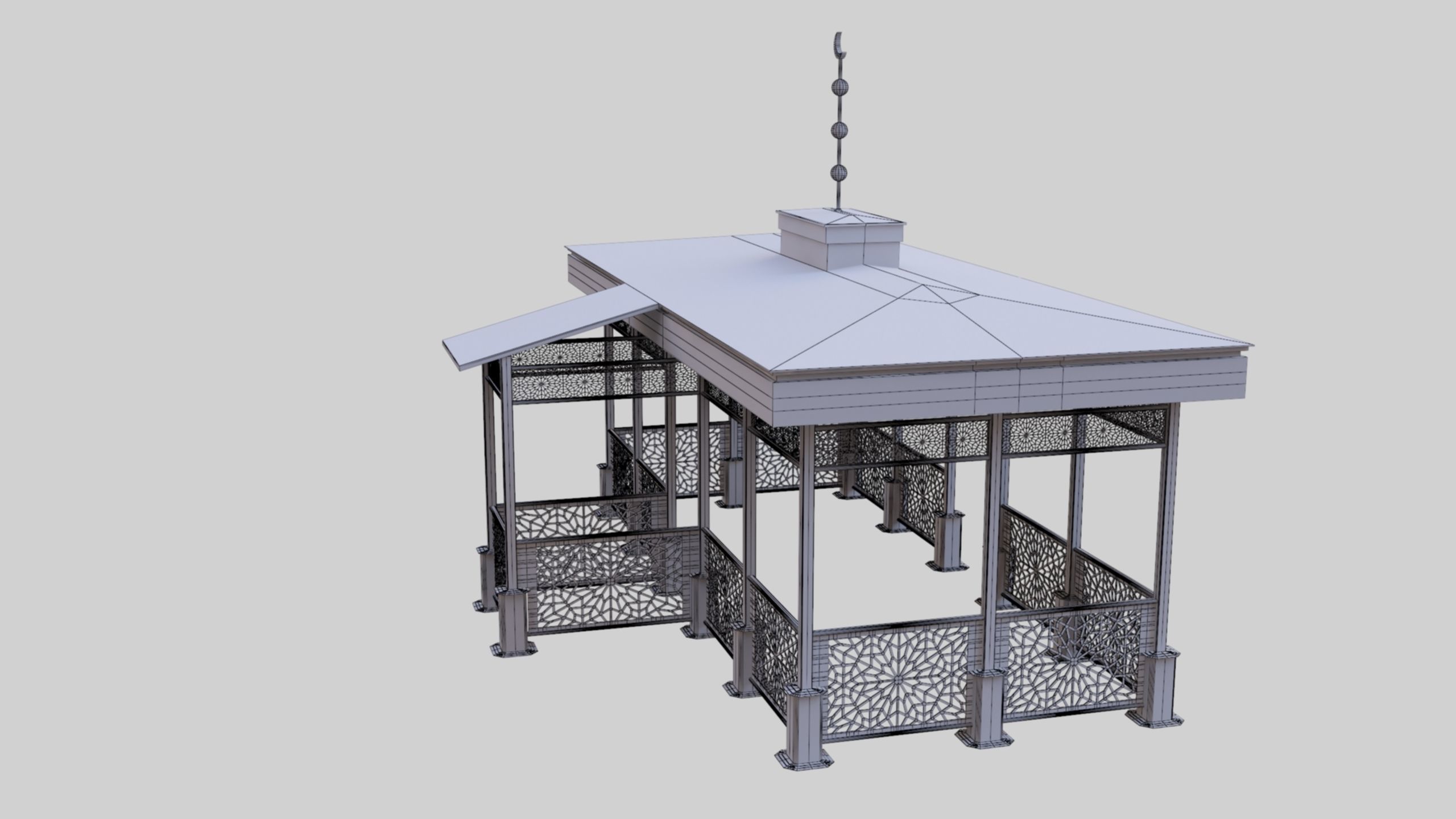 Iron Wood Garden Pergola - Gazebo 08 Ottoman  Seljuk Empire 3D model_44