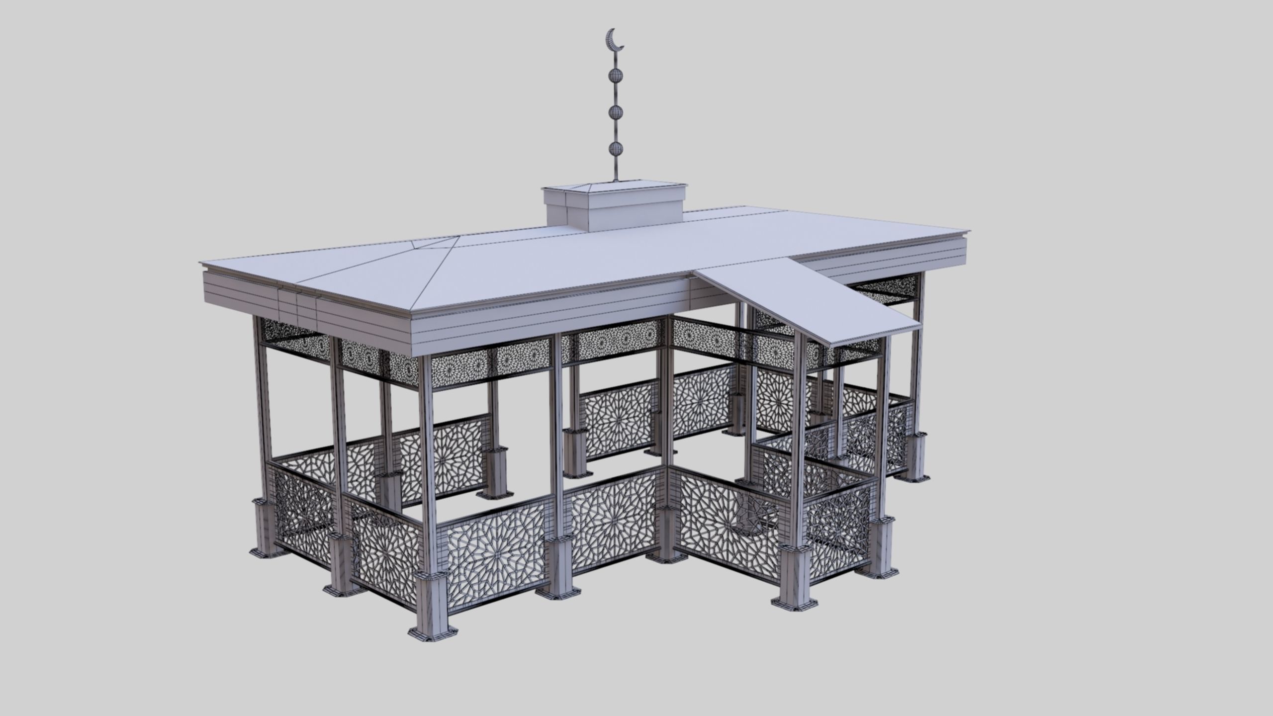 Iron Wood Garden Pergola - Gazebo 08 Ottoman  Seljuk Empire 3D model_6