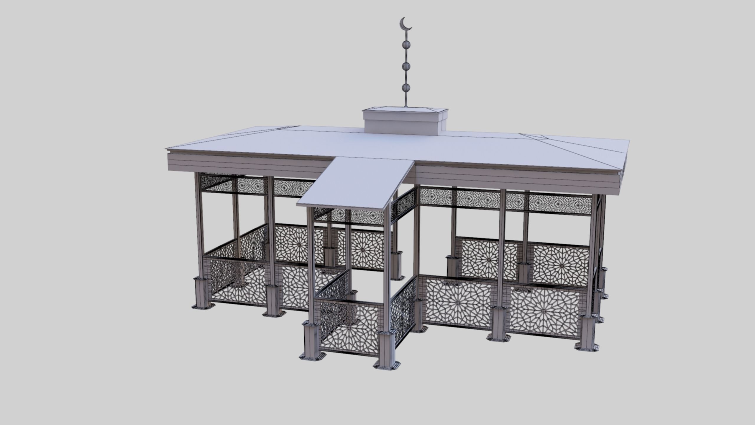 Iron Wood Garden Pergola - Gazebo 08 Ottoman  Seljuk Empire 3D model_45