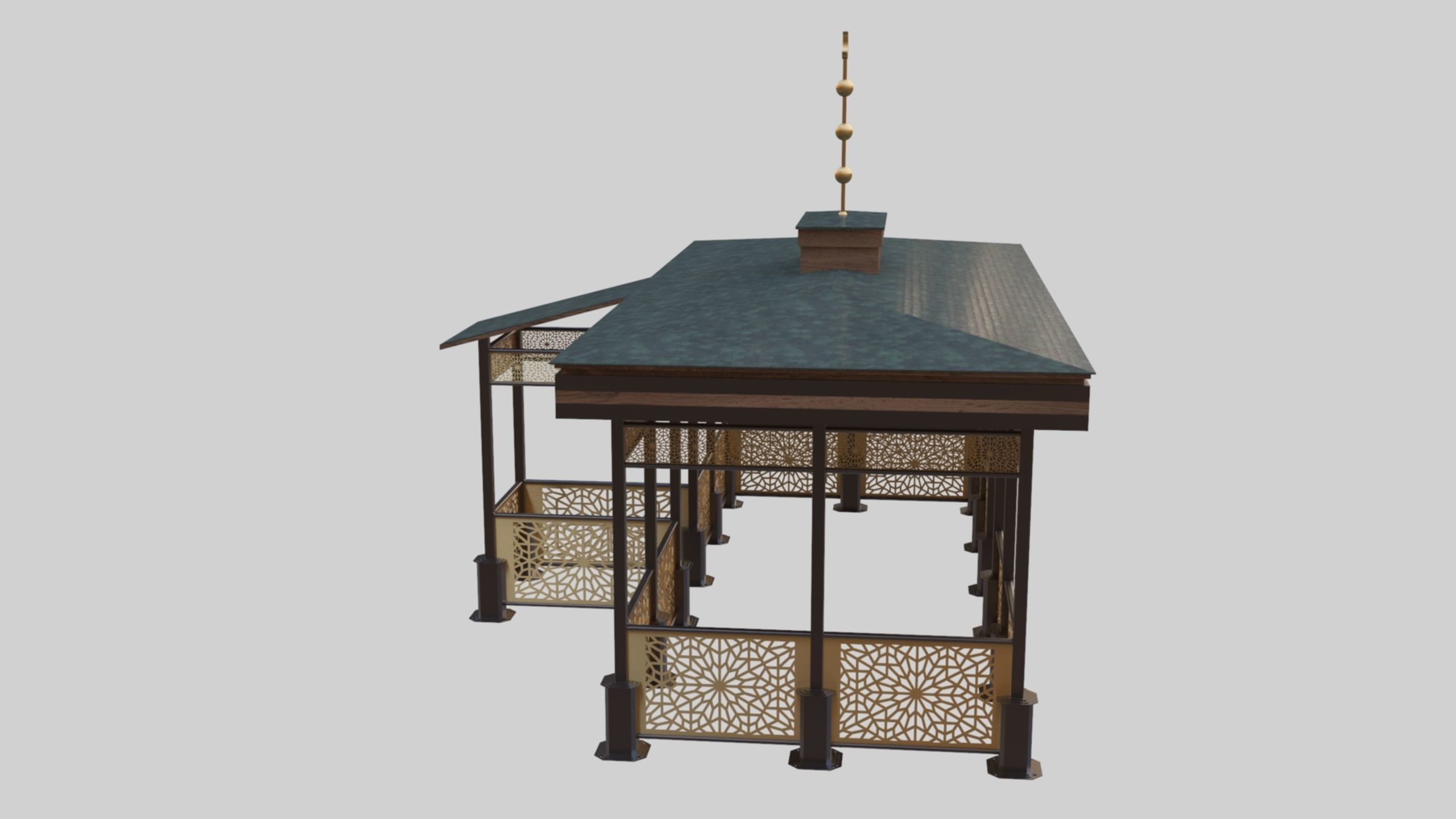 Iron Wood Garden Pergola - Gazebo 08 Ottoman  Seljuk Empire 3D model_22